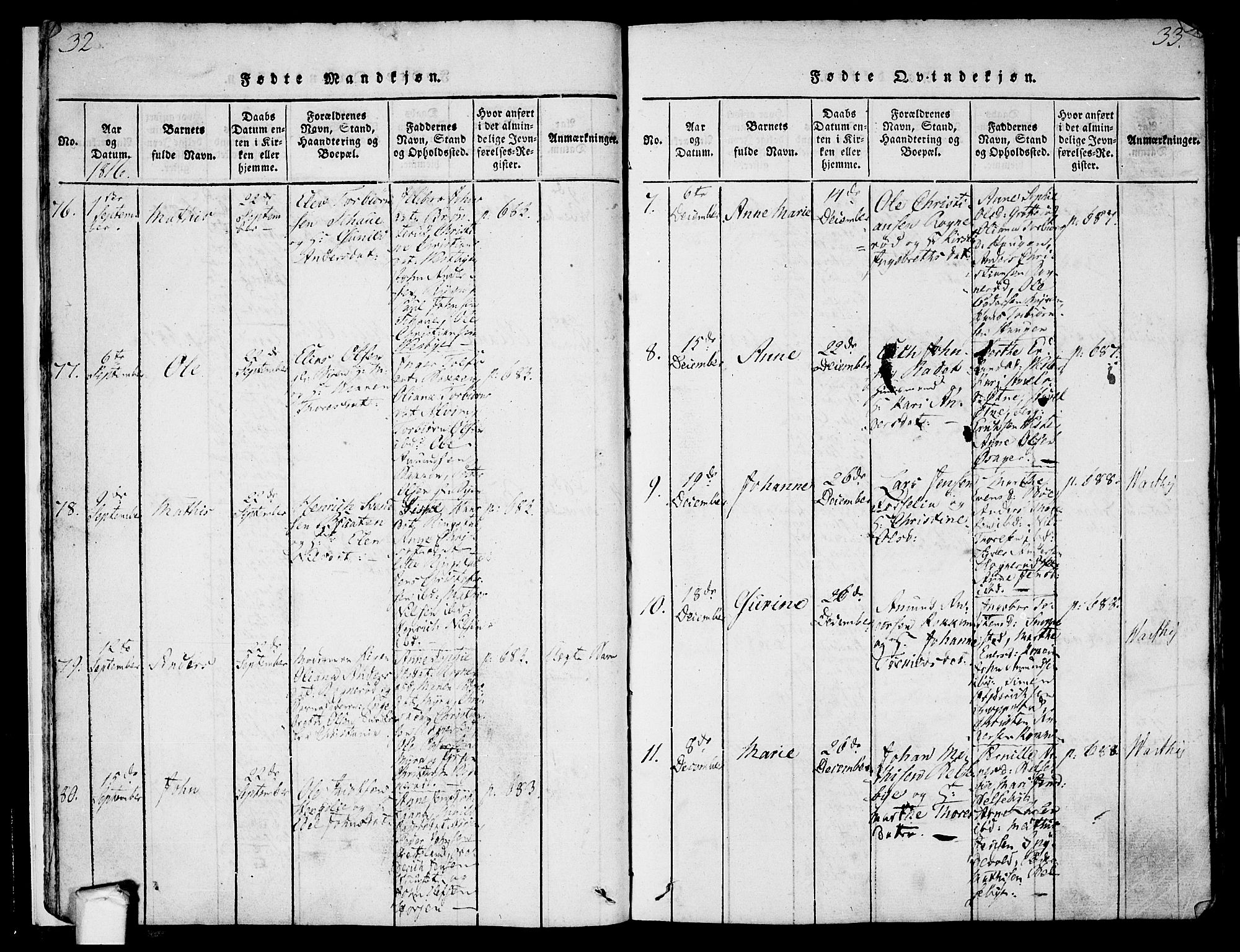 Tune prestekontor Kirkebøker, SAO/A-2007/F/Fa/L0005: Parish register (official) no. 5, 1815-1823, p. 32-33