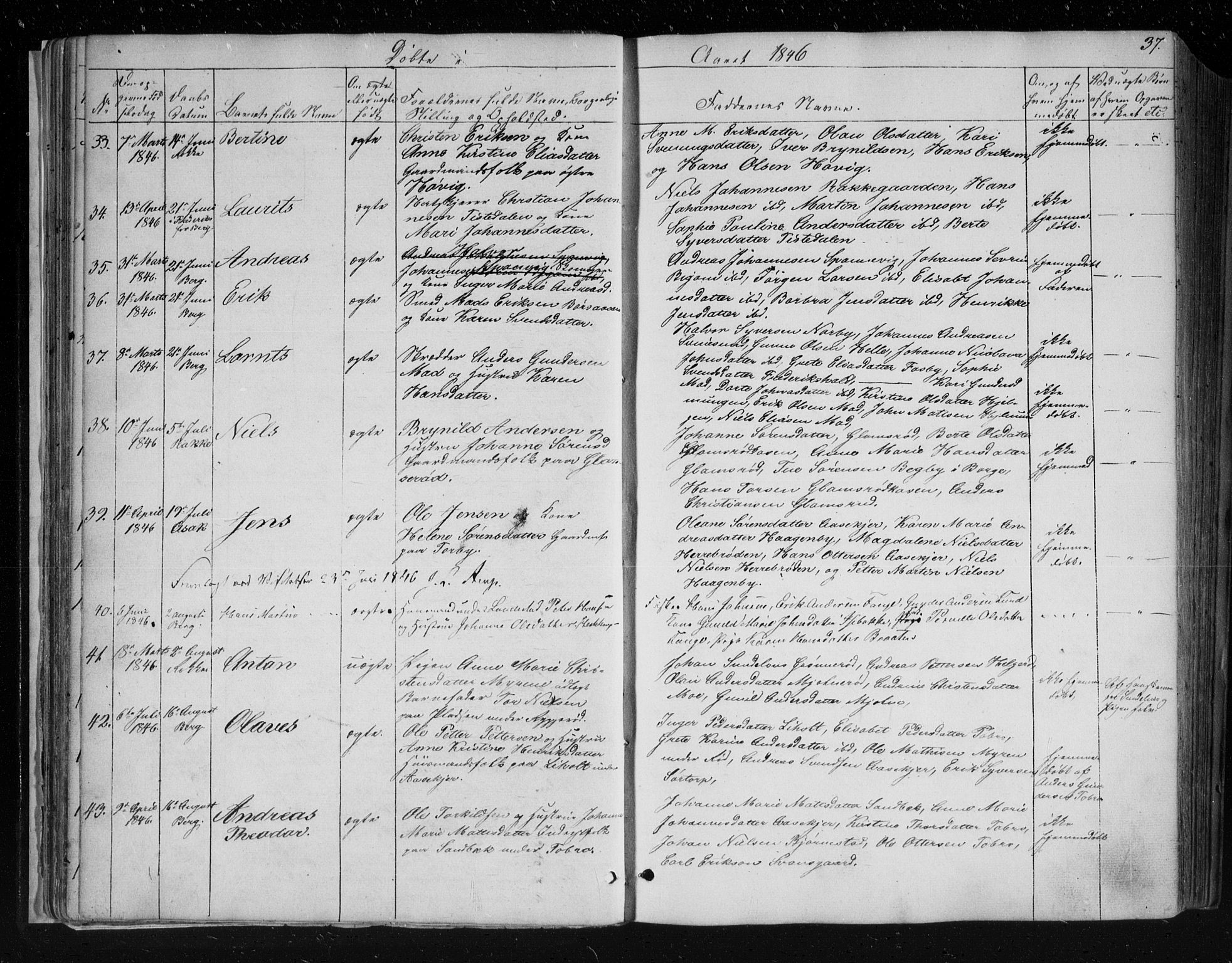 Berg prestekontor Kirkebøker, AV/SAO-A-10902/F/Fa/L0004: Parish register (official) no. I 4, 1843-1860, p. 37