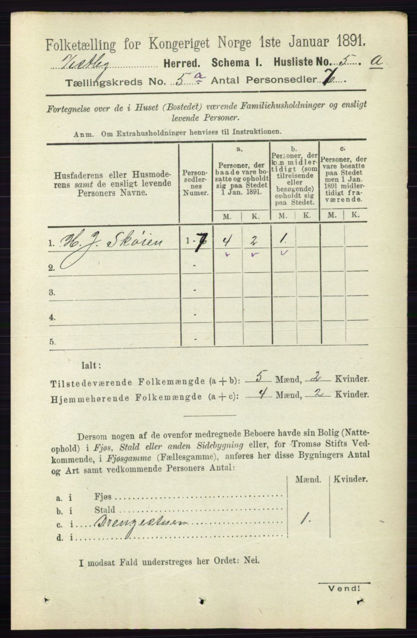 RA, 1891 census for 0211 Vestby, 1891, p. 2049