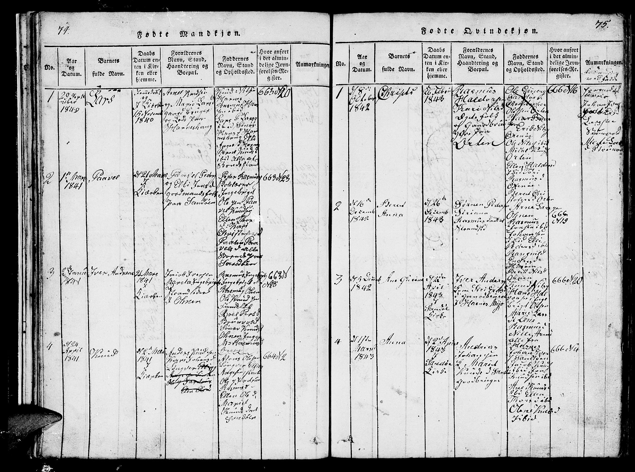 Ministerialprotokoller, klokkerbøker og fødselsregistre - Møre og Romsdal, AV/SAT-A-1454/561/L0731: Parish register (copy) no. 561C01, 1817-1867, p. 74-75