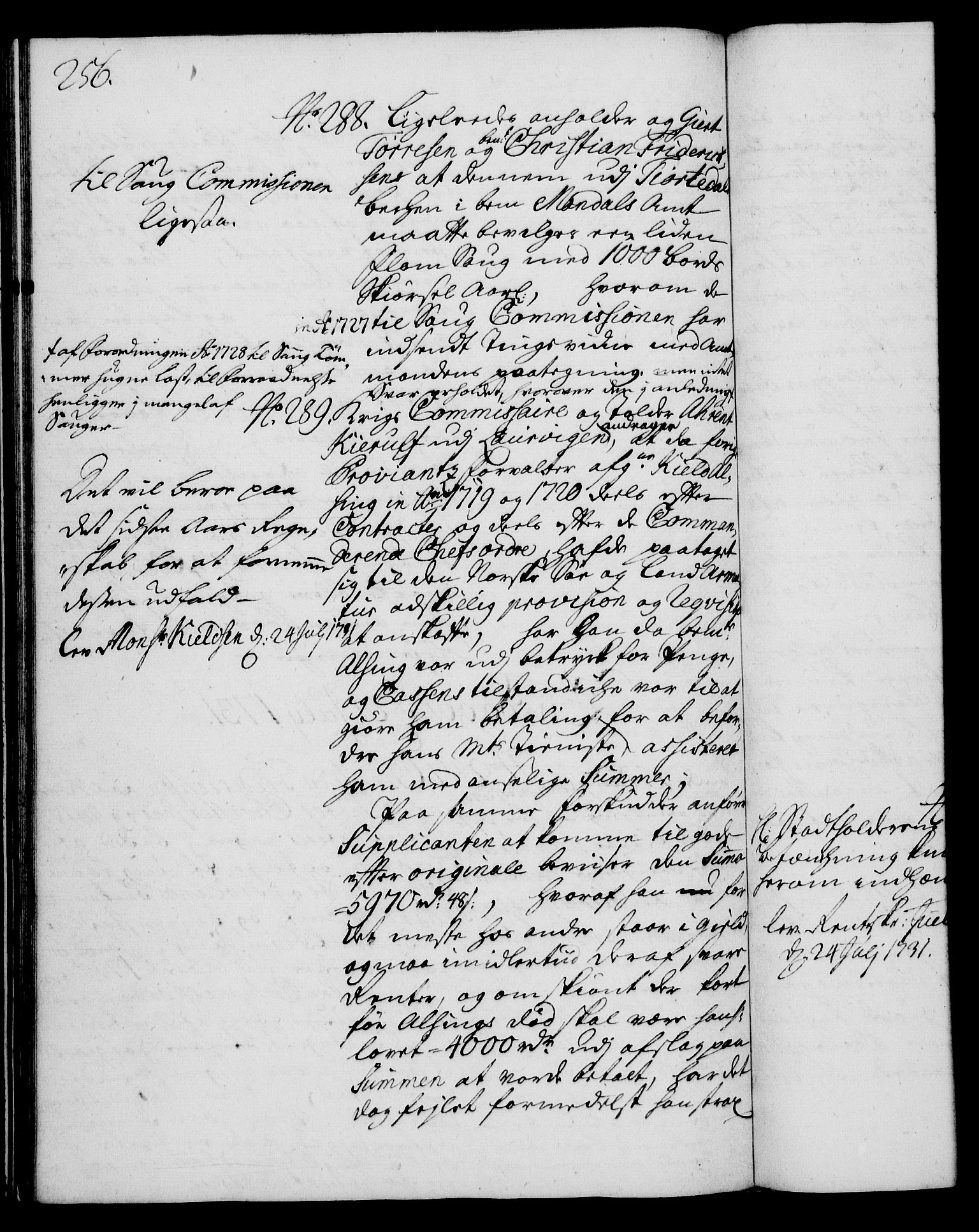 Rentekammeret, Kammerkanselliet, RA/EA-3111/G/Gh/Gha/L0013: Norsk ekstraktmemorialprotokoll (merket RK 53.58), 1731, p. 256