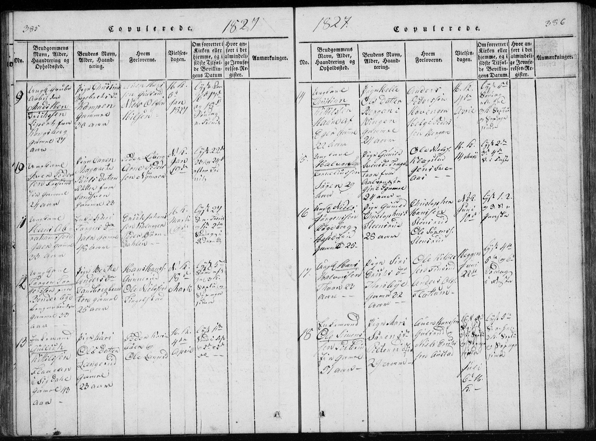 Modum kirkebøker, AV/SAKO-A-234/G/Ga/L0002: Parish register (copy) no. I 2, 1824-1832, p. 385-386