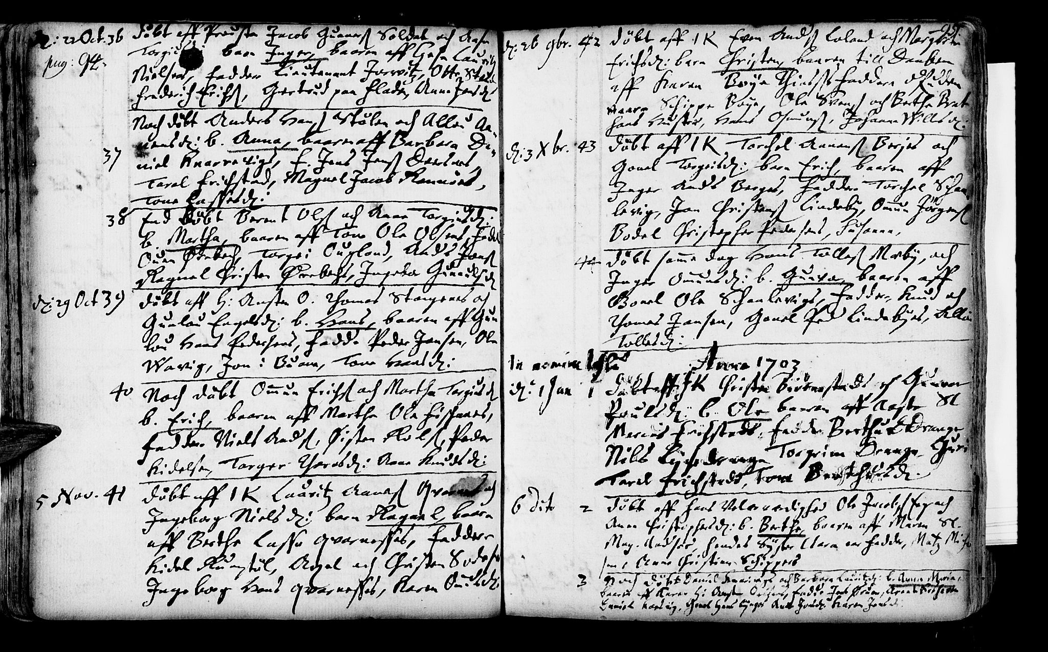 Oddernes sokneprestkontor, SAK/1111-0033/F/Fa/Faa/L0001: Parish register (official) no. A 1, 1692-1718, p. 94-95