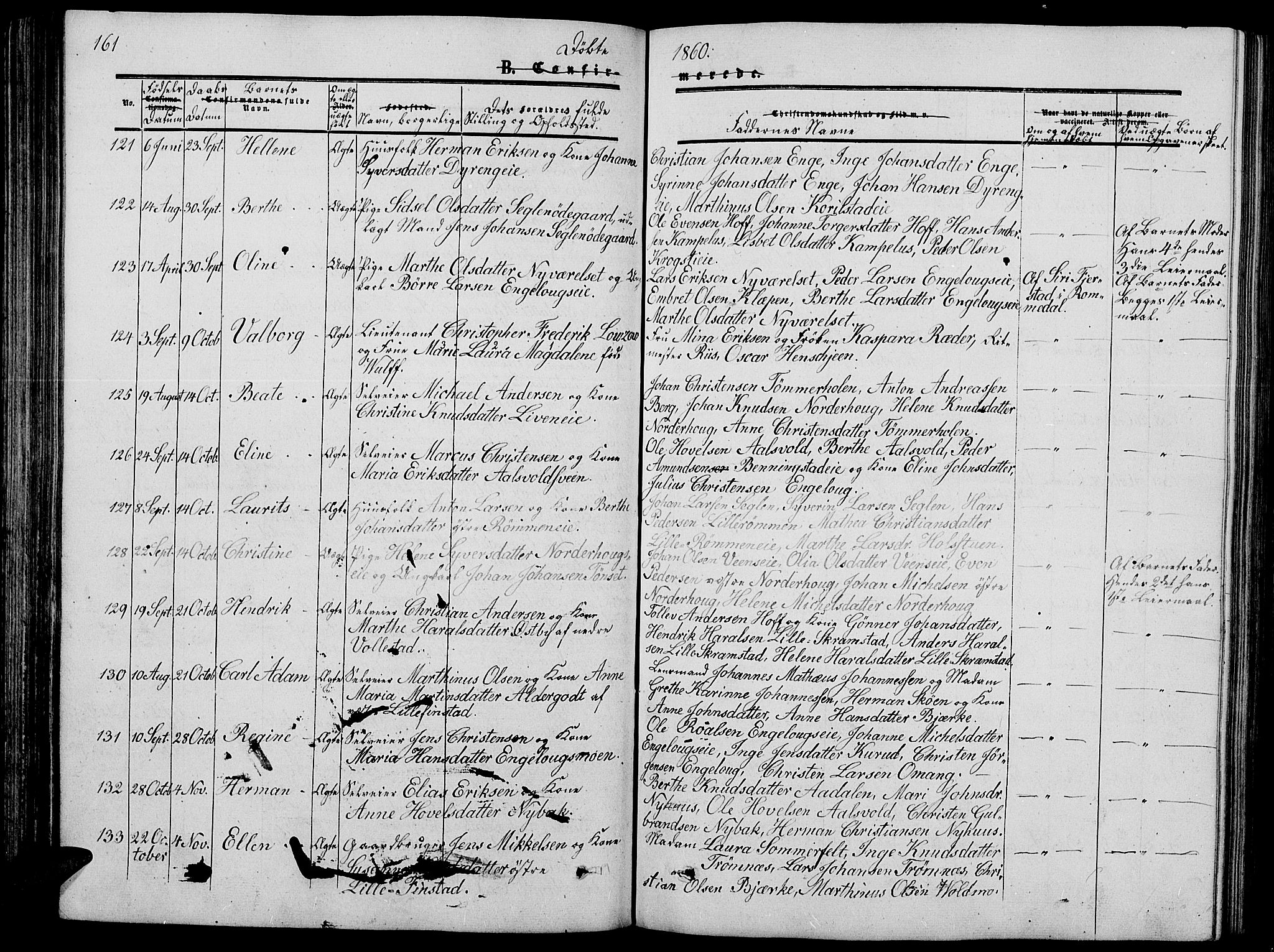 Løten prestekontor, SAH/PREST-022/L/La/L0003: Parish register (copy) no. 3, 1850-1862, p. 161