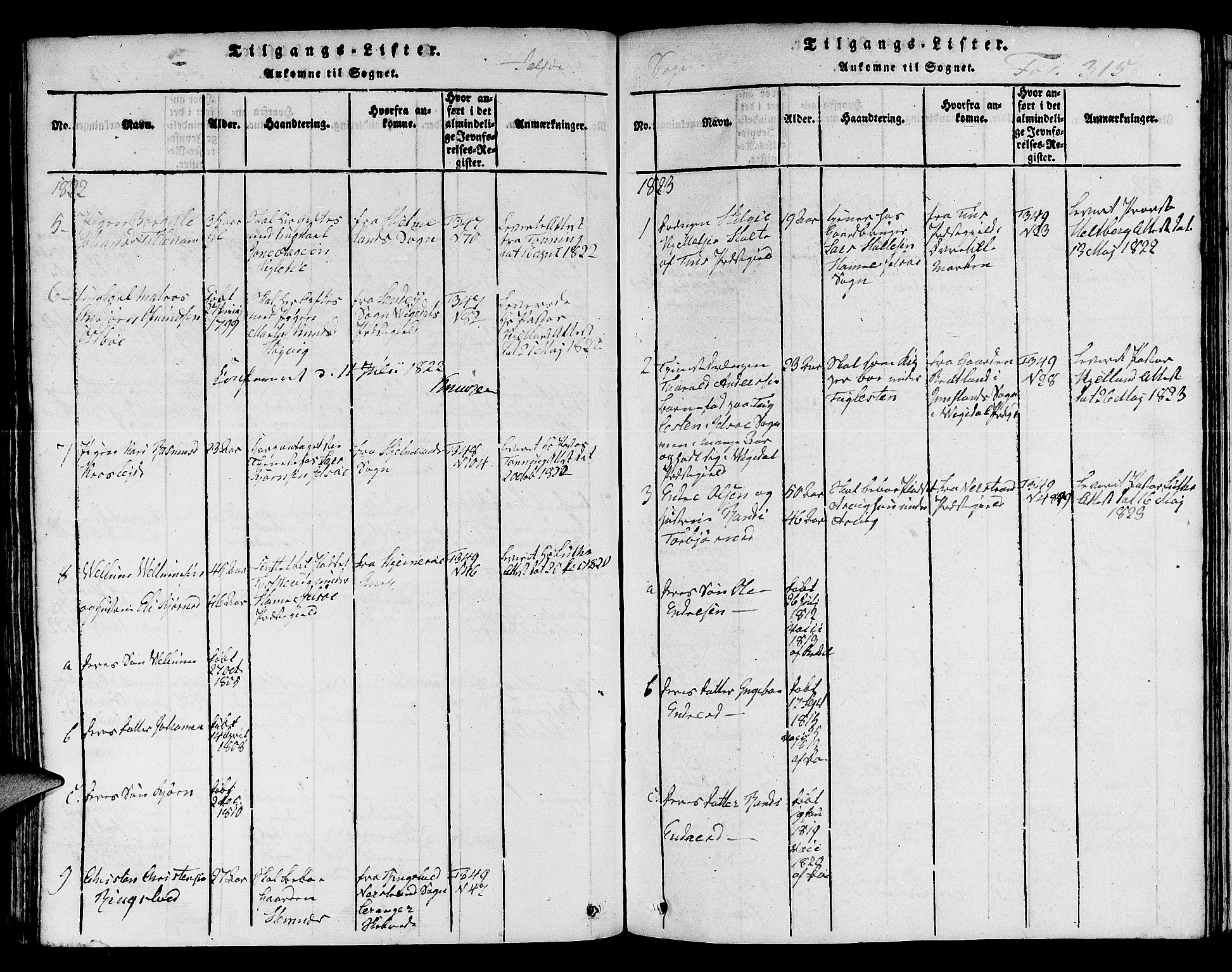 Jelsa sokneprestkontor, AV/SAST-A-101842/01/V: Parish register (copy) no. B 1 /1, 1816-1828, p. 315