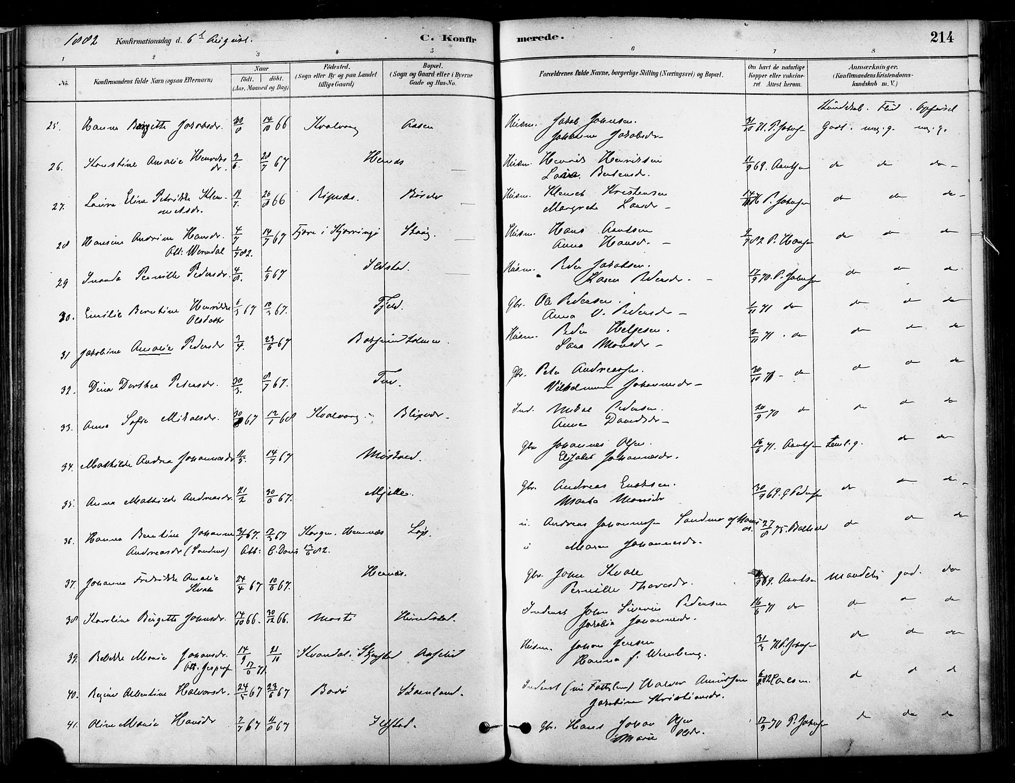 Ministerialprotokoller, klokkerbøker og fødselsregistre - Nordland, SAT/A-1459/802/L0054: Parish register (official) no. 802A01, 1879-1893, p. 214