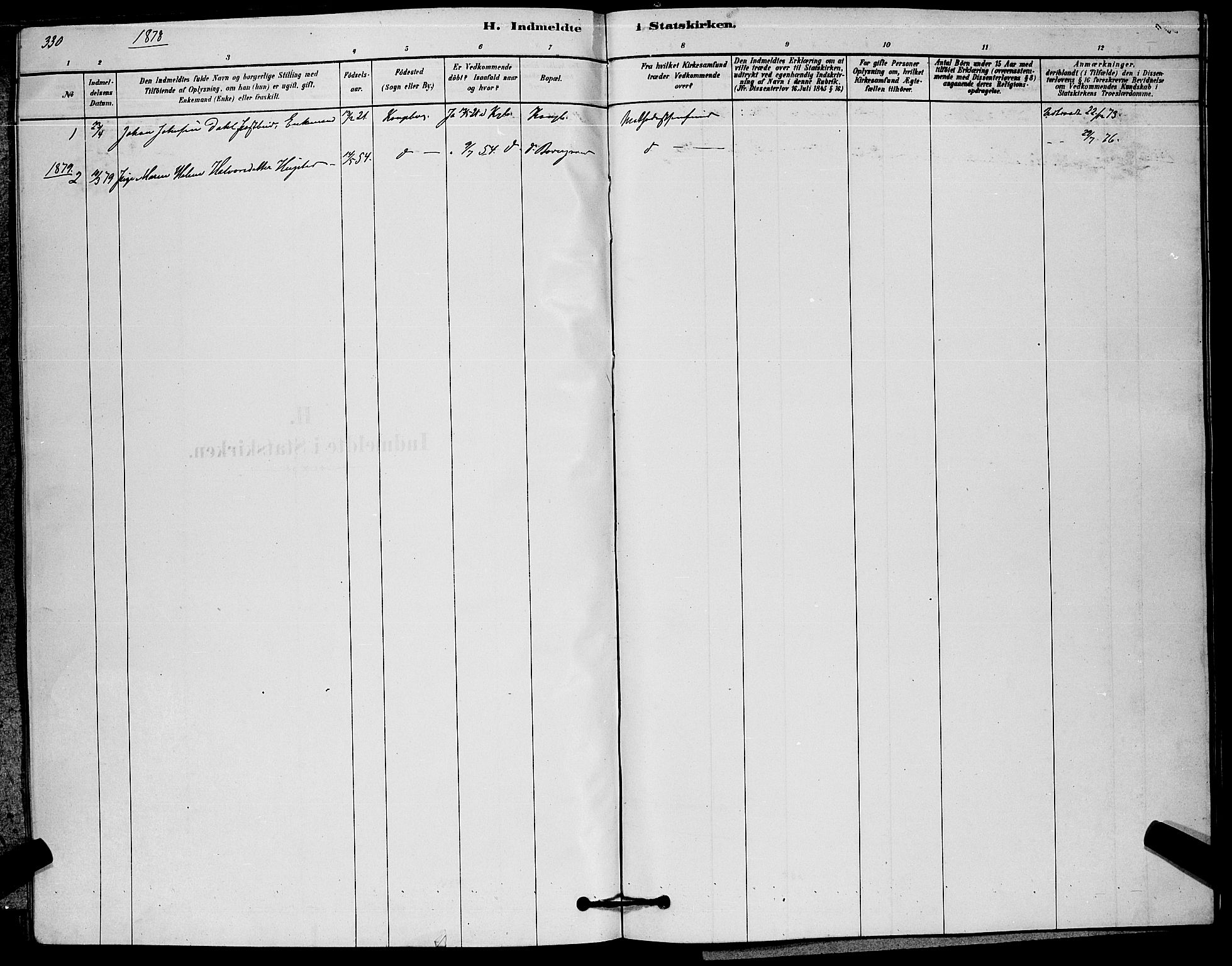 Kongsberg kirkebøker, SAKO/A-22/G/Ga/L0005: Parish register (copy) no. 5, 1878-1889, p. 330