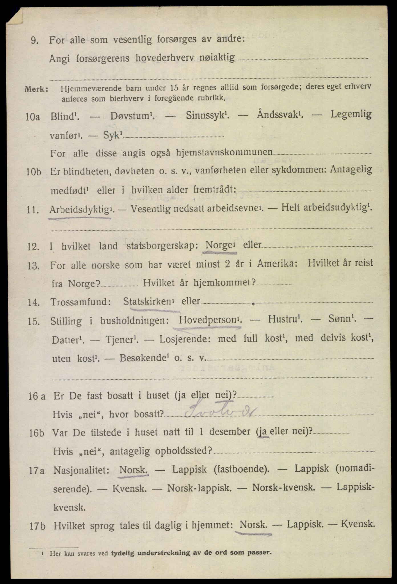 SAT, 1920 census for Vågan, 1920, p. 6126