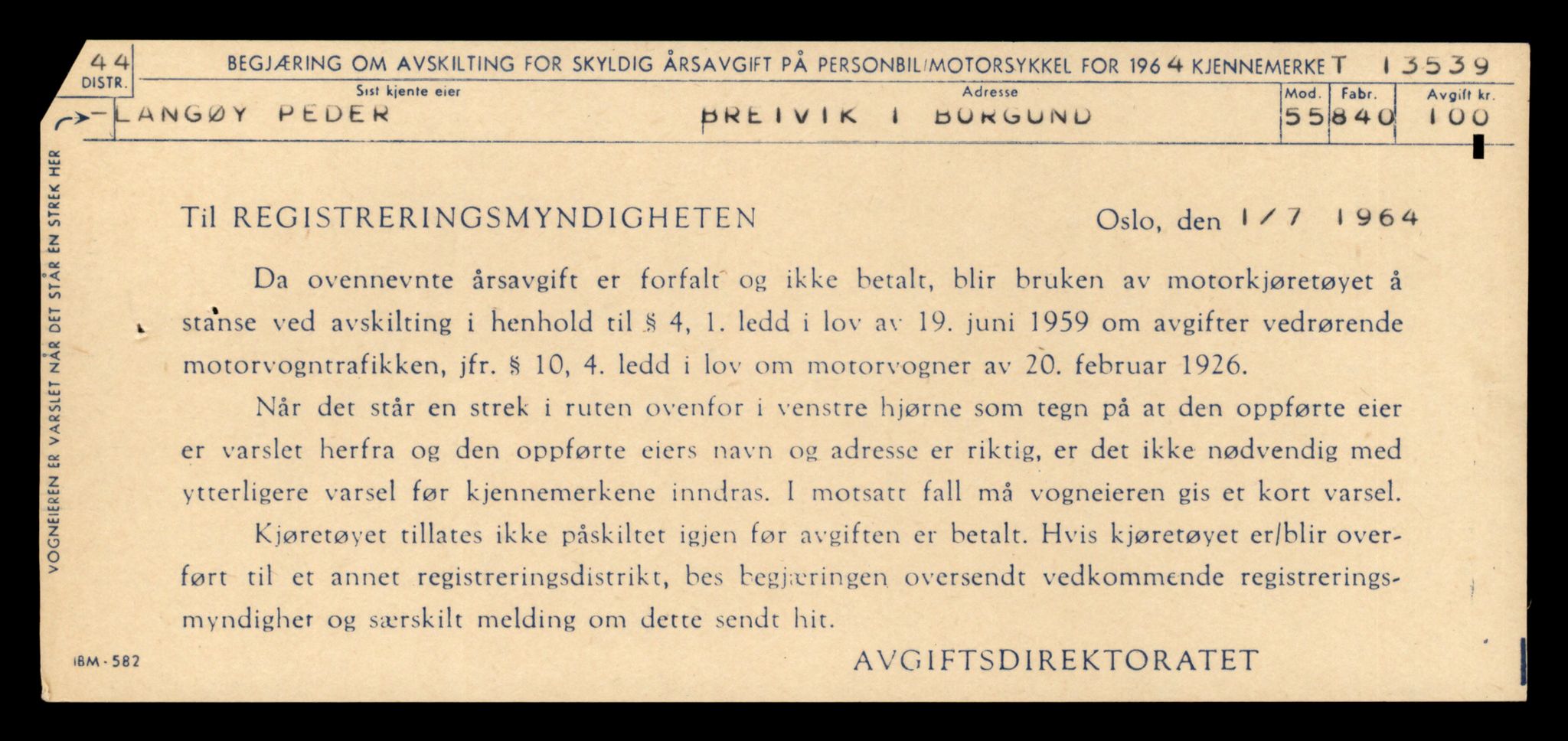 Møre og Romsdal vegkontor - Ålesund trafikkstasjon, AV/SAT-A-4099/F/Fe/L0040: Registreringskort for kjøretøy T 13531 - T 13709, 1927-1998, p. 188