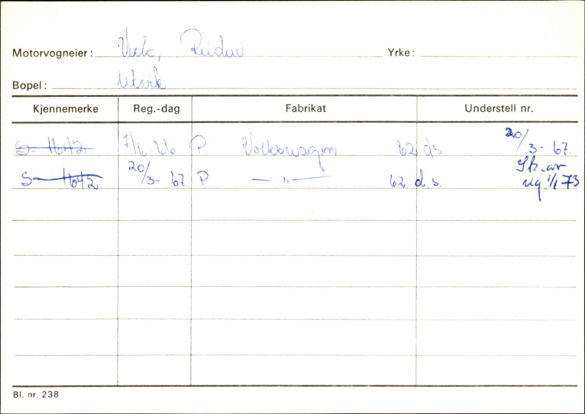 Statens vegvesen, Sogn og Fjordane vegkontor, AV/SAB-A-5301/4/F/L0131: Eigarregister Høyanger P-Å. Stryn S-Å, 1945-1975, p. 2311