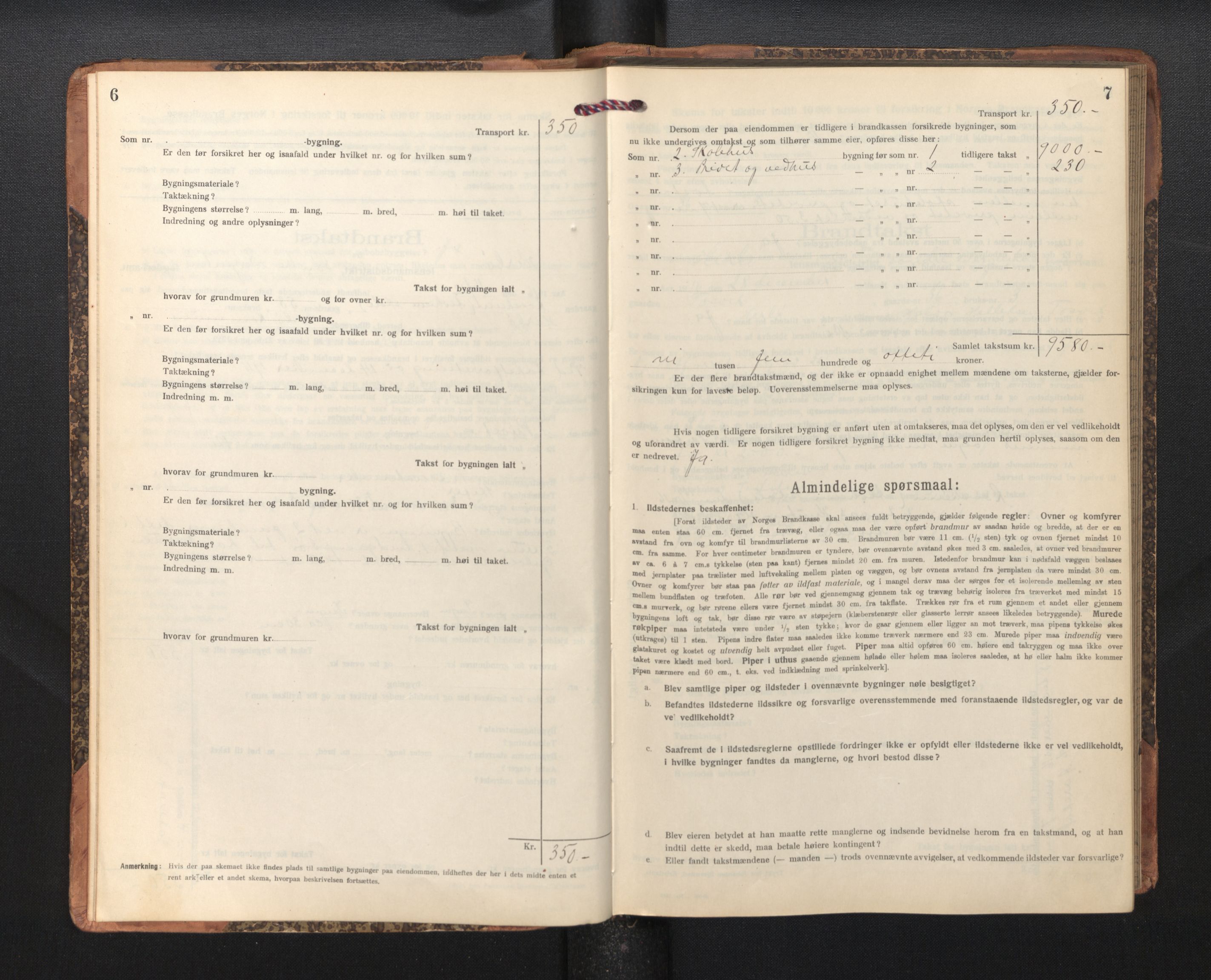 Lensmannen i Herdla, SAB/A-32901/0012/L0004:  Branntakstprotokoll skjematakst, 1916-1954, p. 6-7