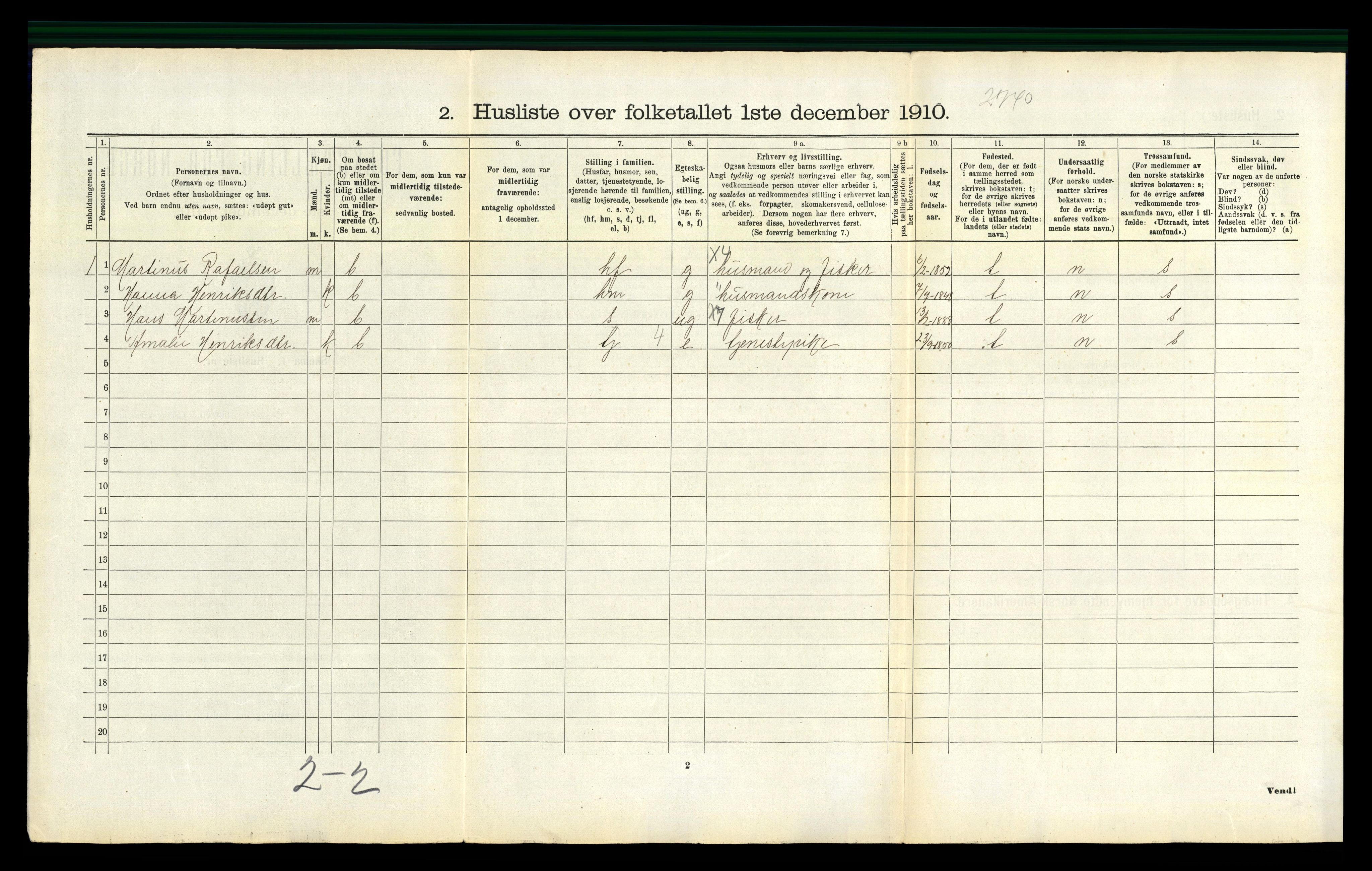 RA, 1910 census for Brønnøy, 1910, p. 190