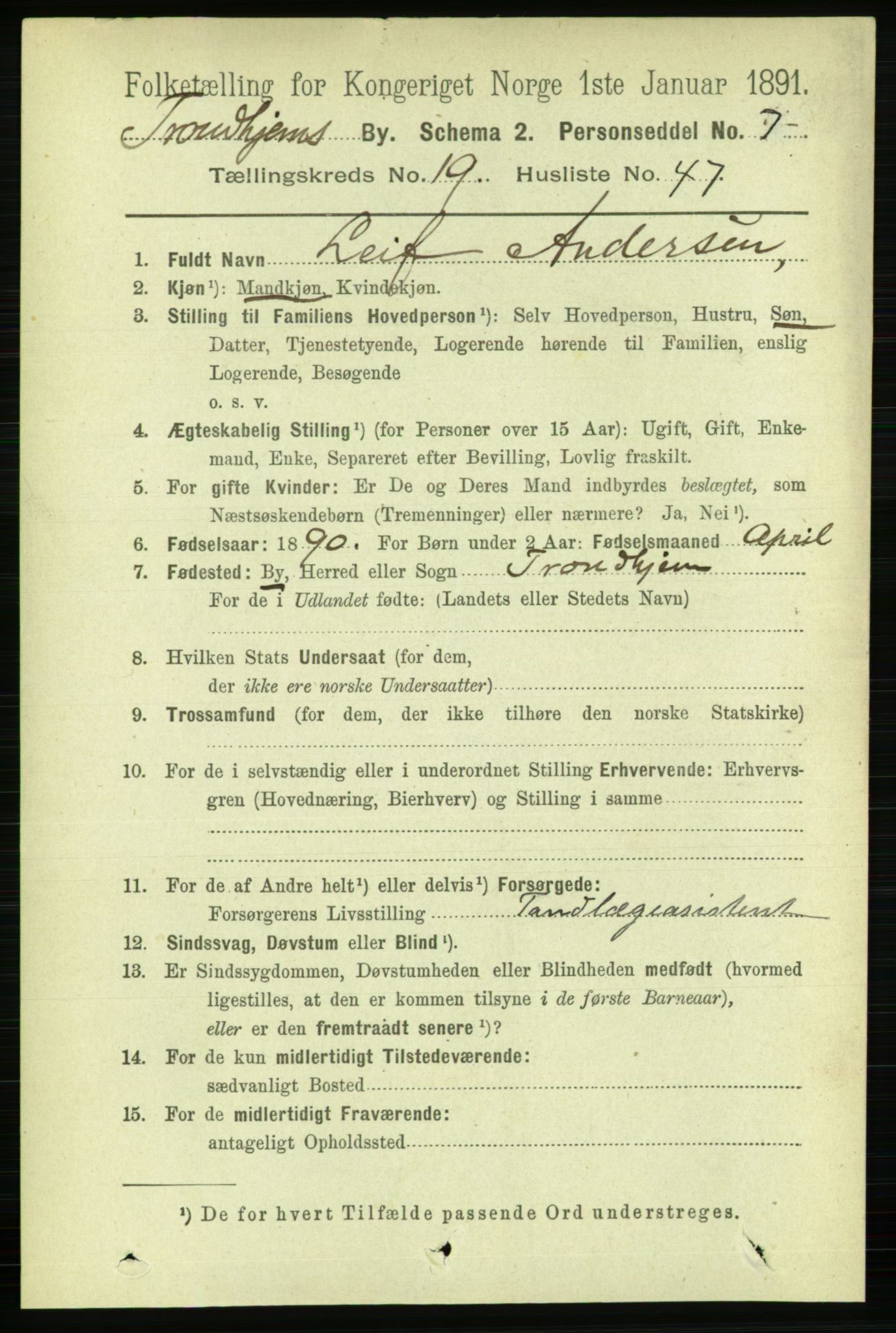 RA, 1891 census for 1601 Trondheim, 1891, p. 15147