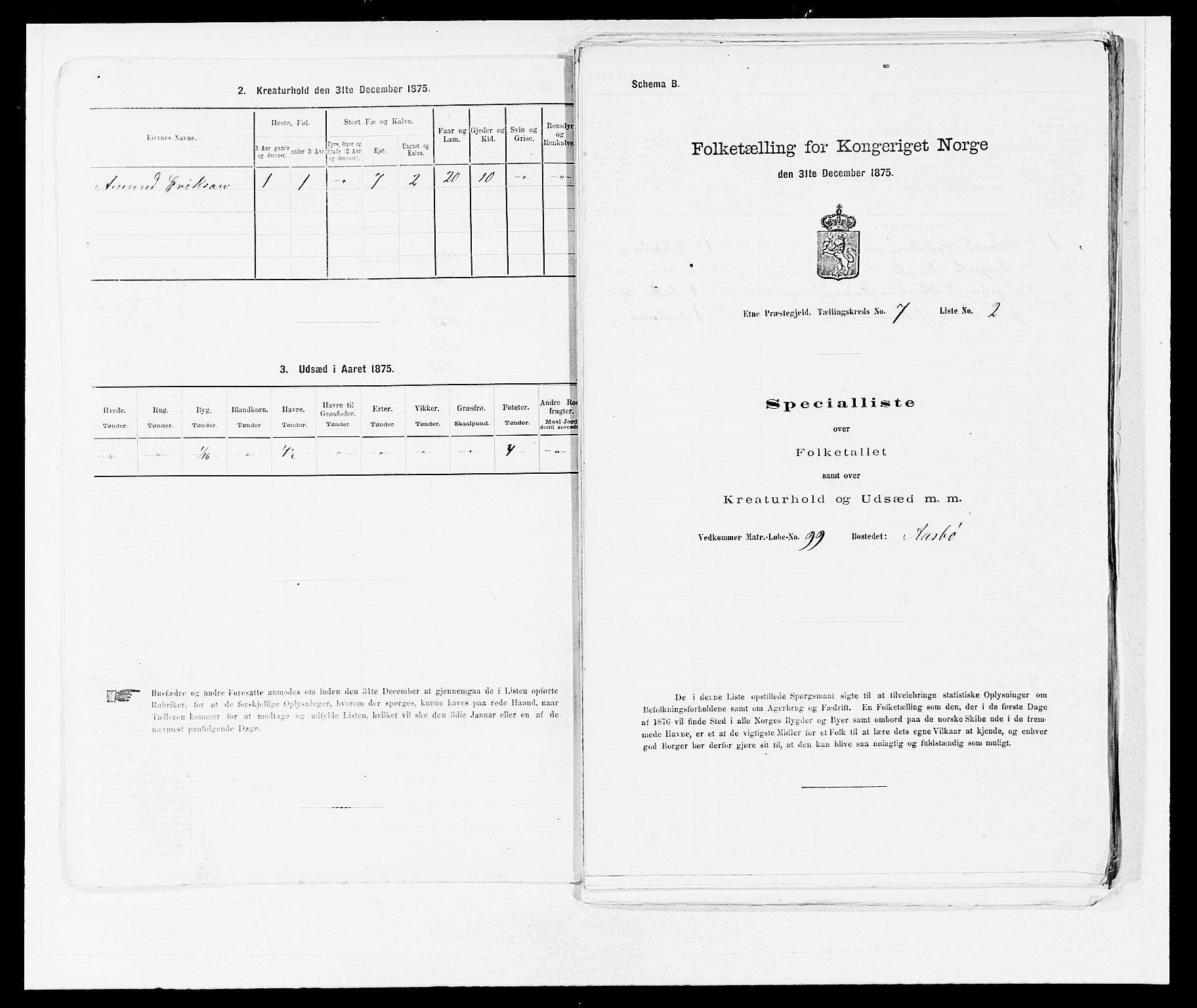 SAB, 1875 census for 1211P Etne, 1875, p. 520