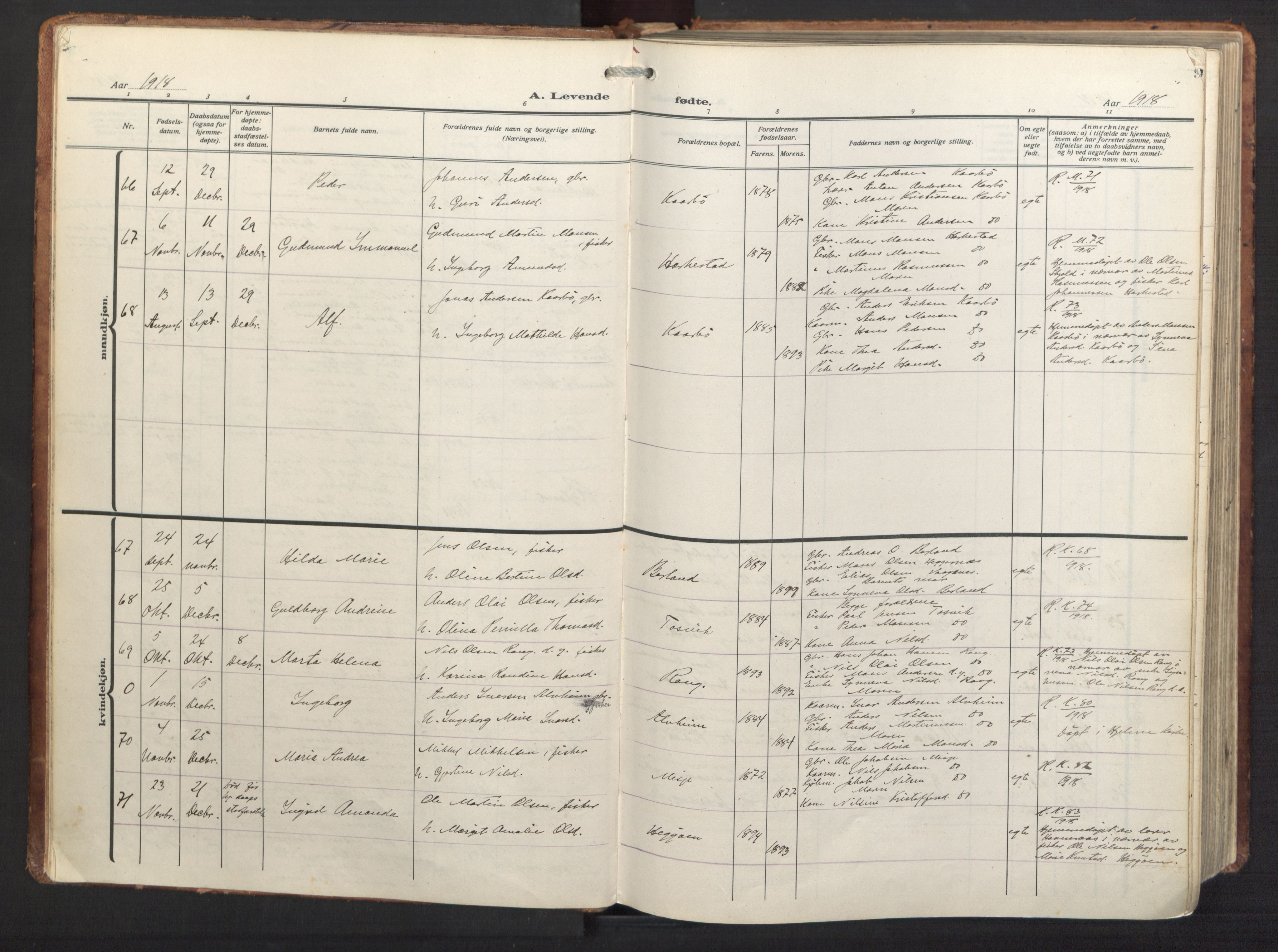 Herdla Sokneprestembete, AV/SAB-A-75701/H/Haa: Parish register (official) no. A 6, 1918-1933, p. 9