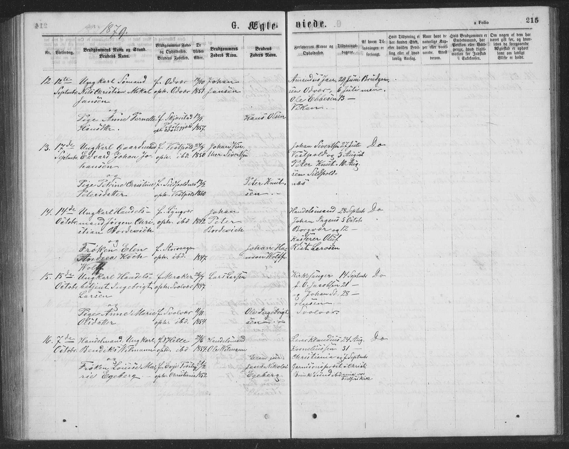 Ministerialprotokoller, klokkerbøker og fødselsregistre - Nordland, AV/SAT-A-1459/874/L1075: Parish register (copy) no. 874C04, 1876-1883, p. 215