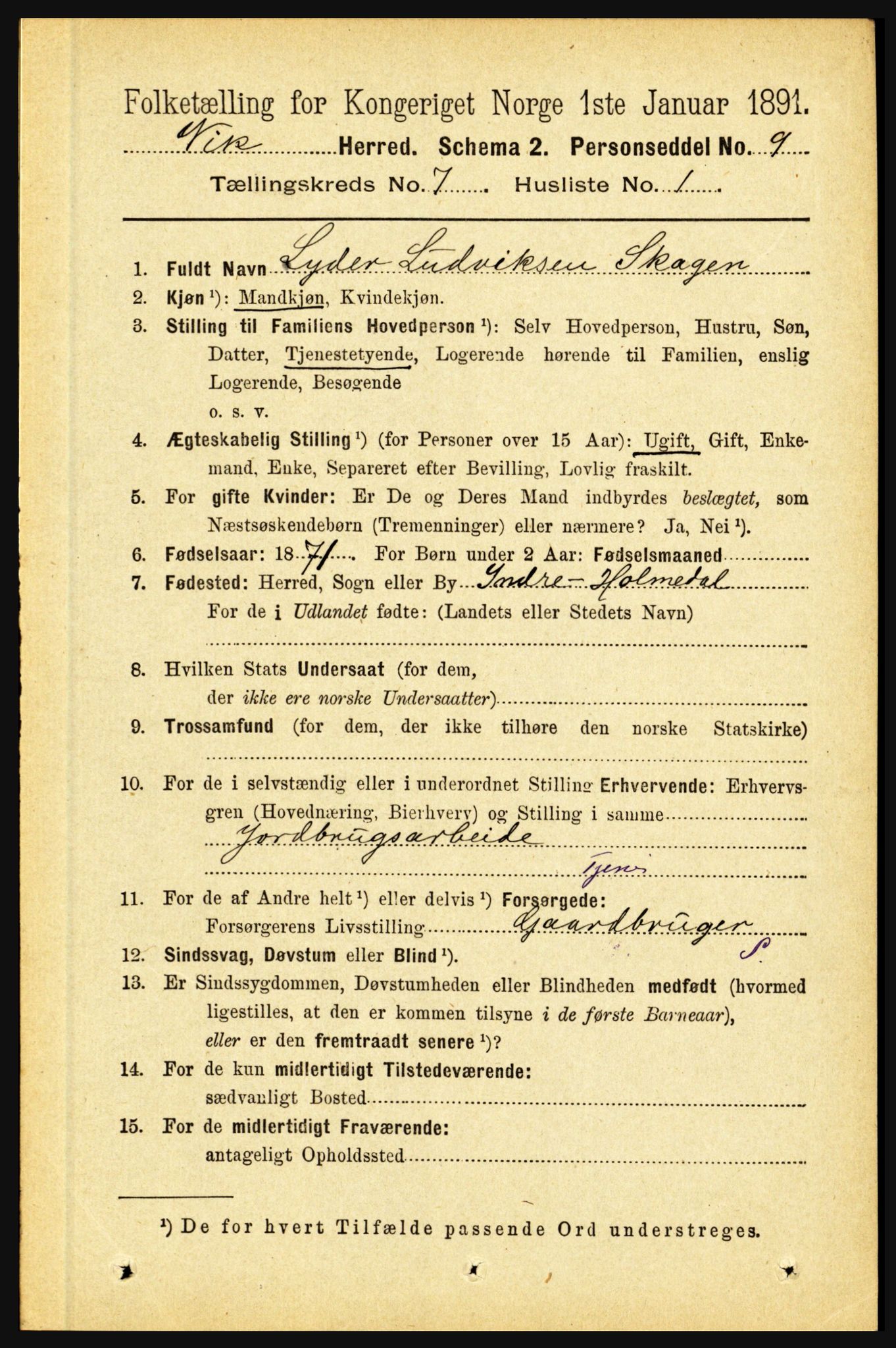 RA, 1891 census for 1417 Vik, 1891, p. 3235