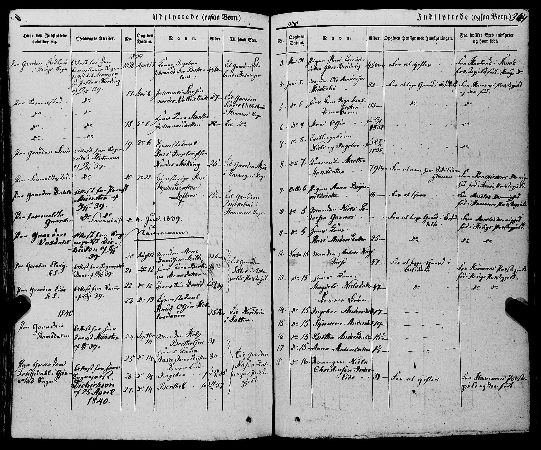 Haus sokneprestembete, AV/SAB-A-75601/H/Haa: Parish register (official) no. A 15, 1838-1847, p. 364