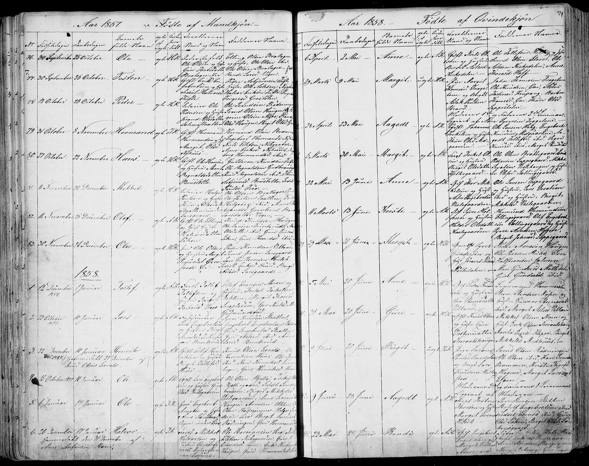 Ål kirkebøker, AV/SAKO-A-249/F/Fa/L0006: Parish register (official) no. I 6, 1849-1864, p. 79