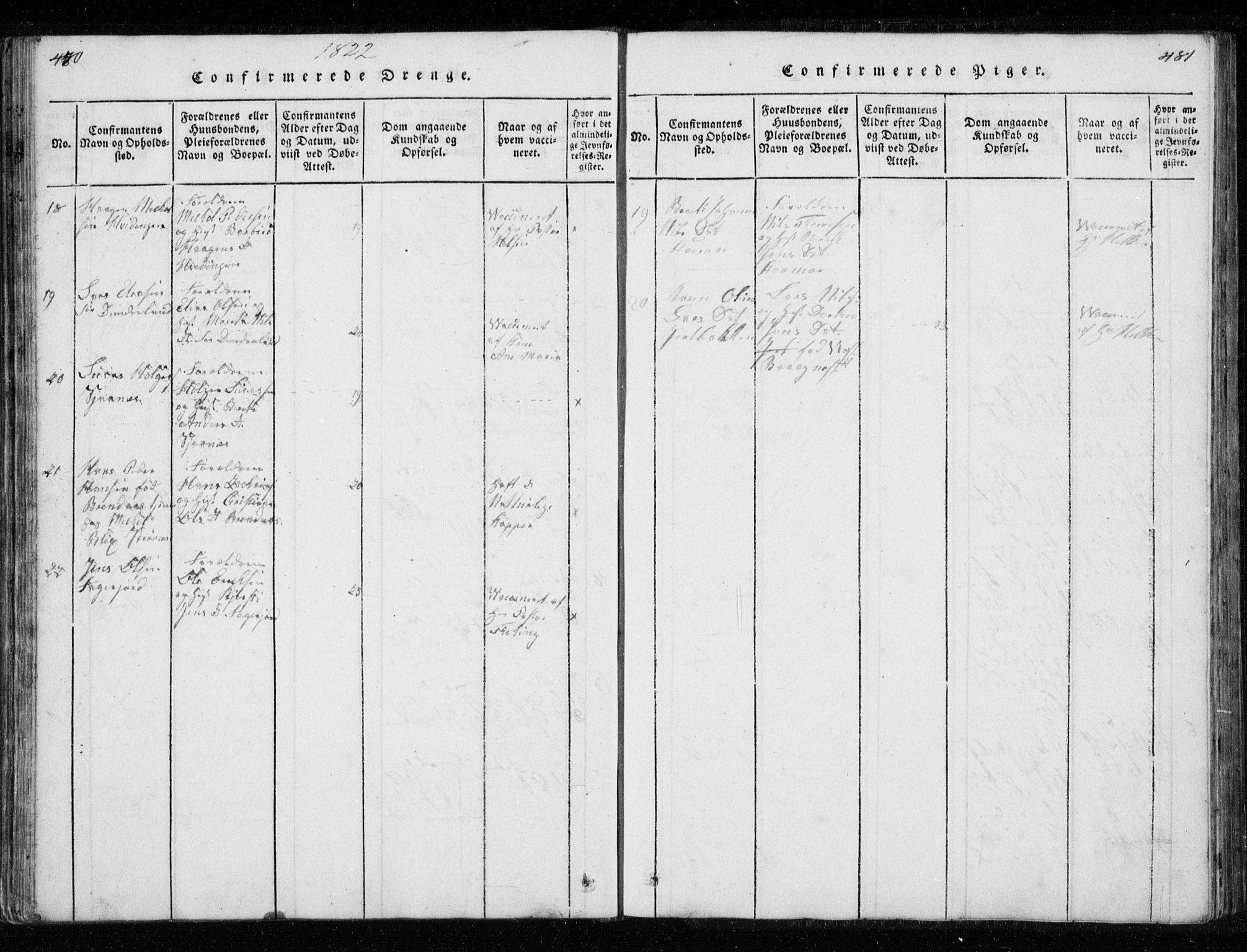 Ministerialprotokoller, klokkerbøker og fødselsregistre - Nordland, AV/SAT-A-1459/827/L0412: Parish register (copy) no. 827C01, 1820-1841, p. 480-481