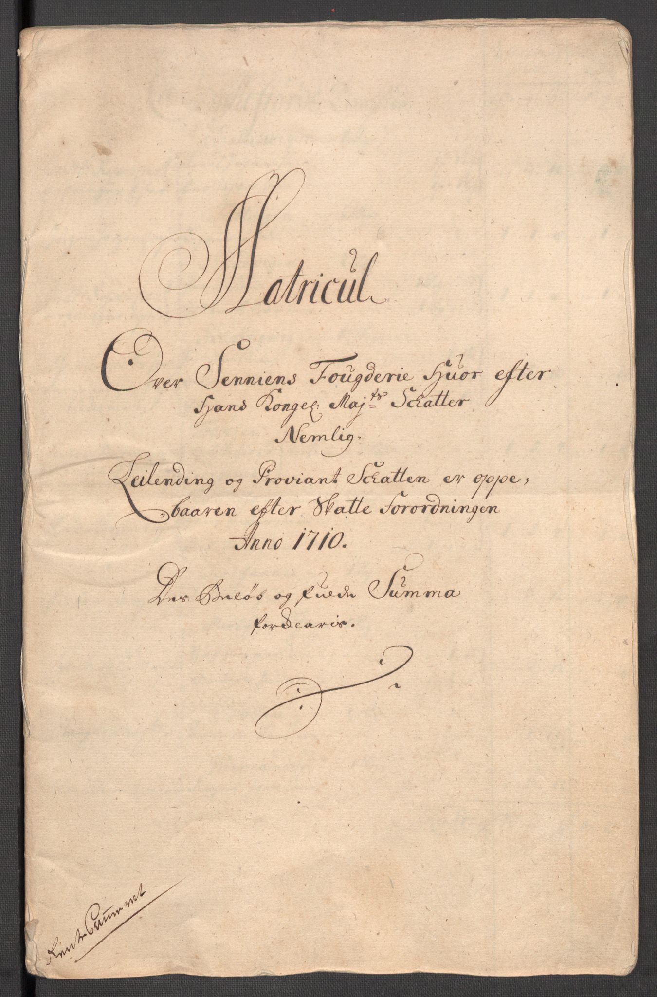 Rentekammeret inntil 1814, Reviderte regnskaper, Fogderegnskap, AV/RA-EA-4092/R68/L4757: Fogderegnskap Senja og Troms, 1708-1710, p. 232