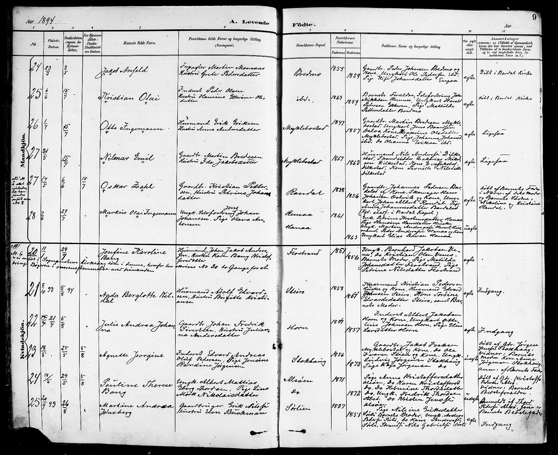 Ministerialprotokoller, klokkerbøker og fødselsregistre - Nordland, AV/SAT-A-1459/838/L0559: Parish register (copy) no. 838C06, 1893-1910, p. 9