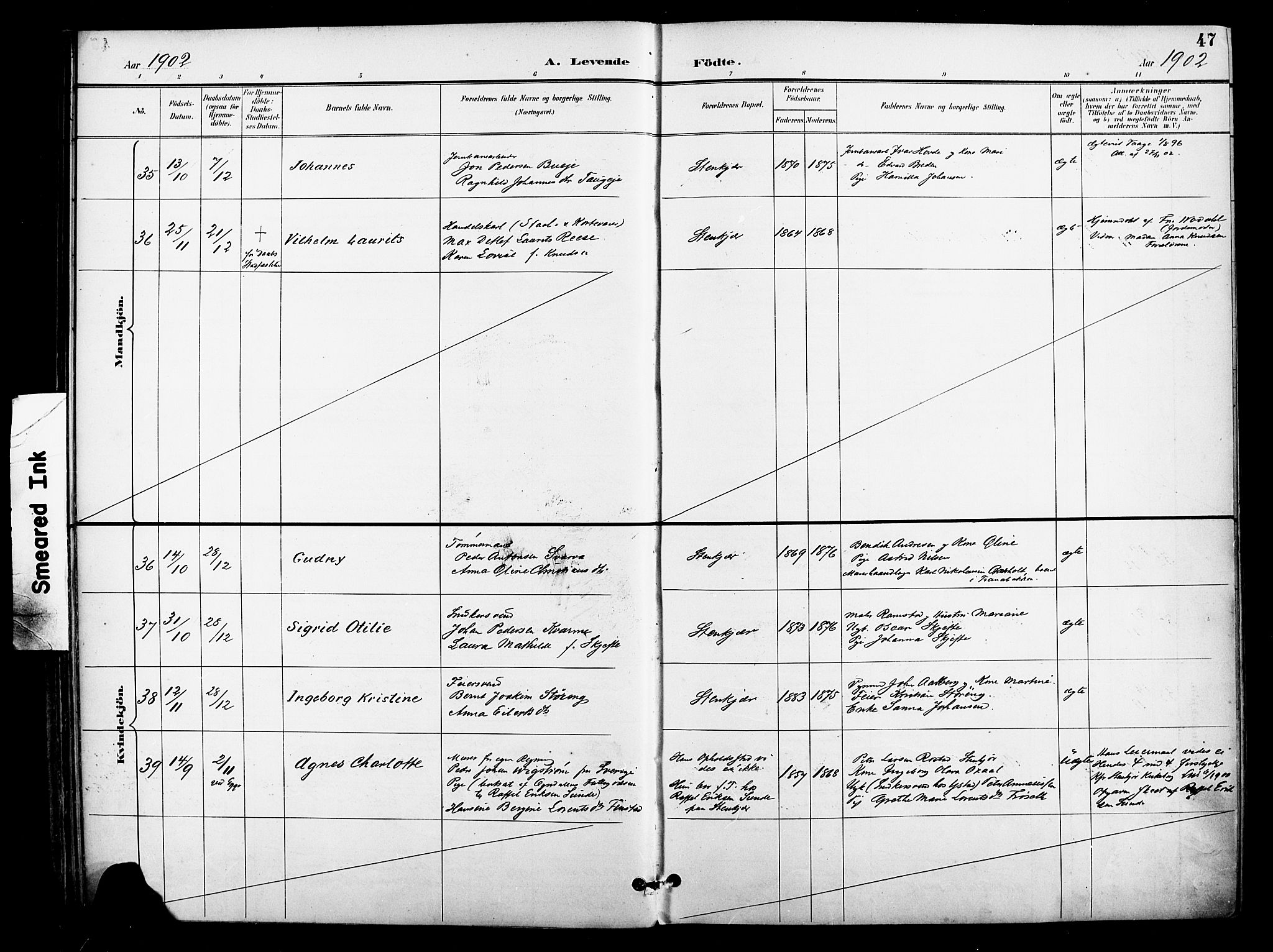 Ministerialprotokoller, klokkerbøker og fødselsregistre - Nord-Trøndelag, AV/SAT-A-1458/739/L0372: Parish register (official) no. 739A04, 1895-1903, p. 47