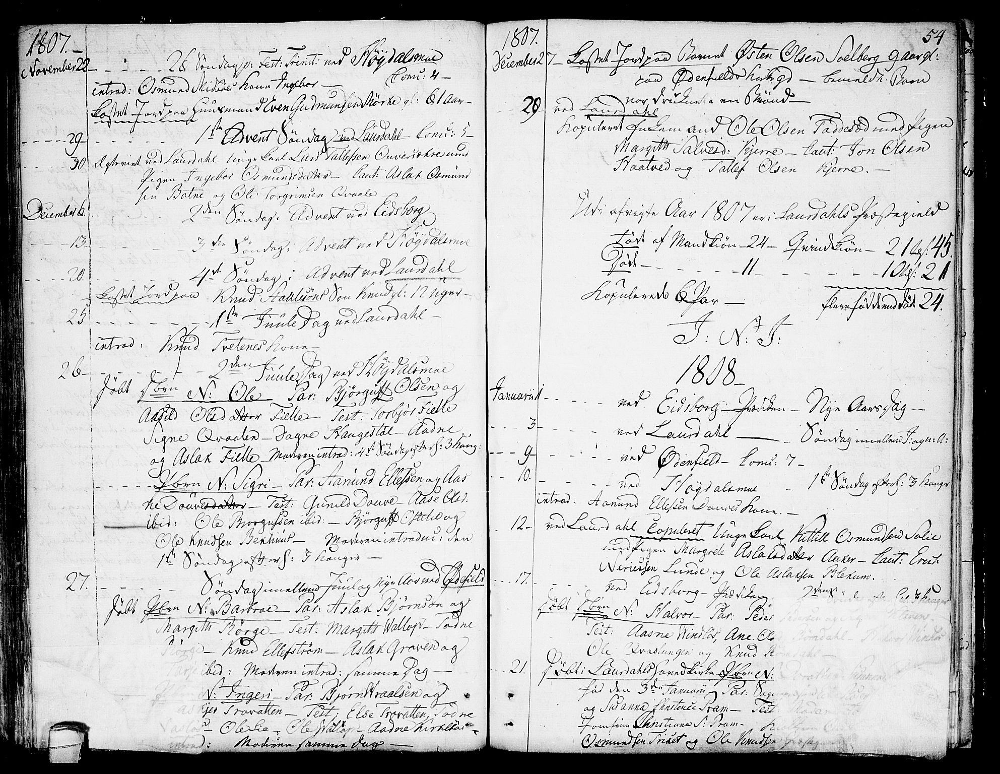 Lårdal kirkebøker, SAKO/A-284/F/Fa/L0004: Parish register (official) no. I 4, 1790-1814, p. 54