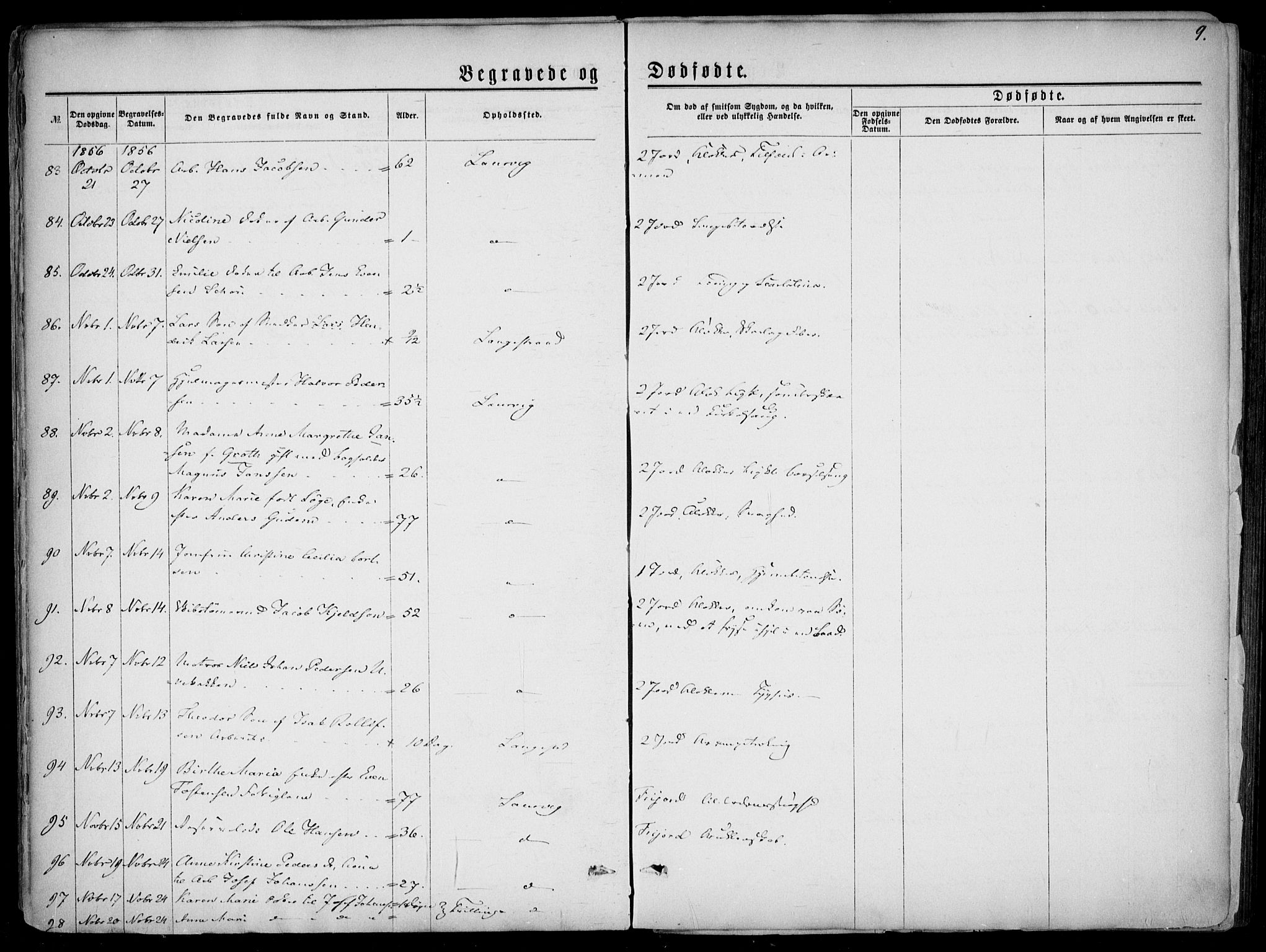 Larvik kirkebøker, AV/SAKO-A-352/F/Fa/L0005: Parish register (official) no. I 5, 1856-1870, p. 9