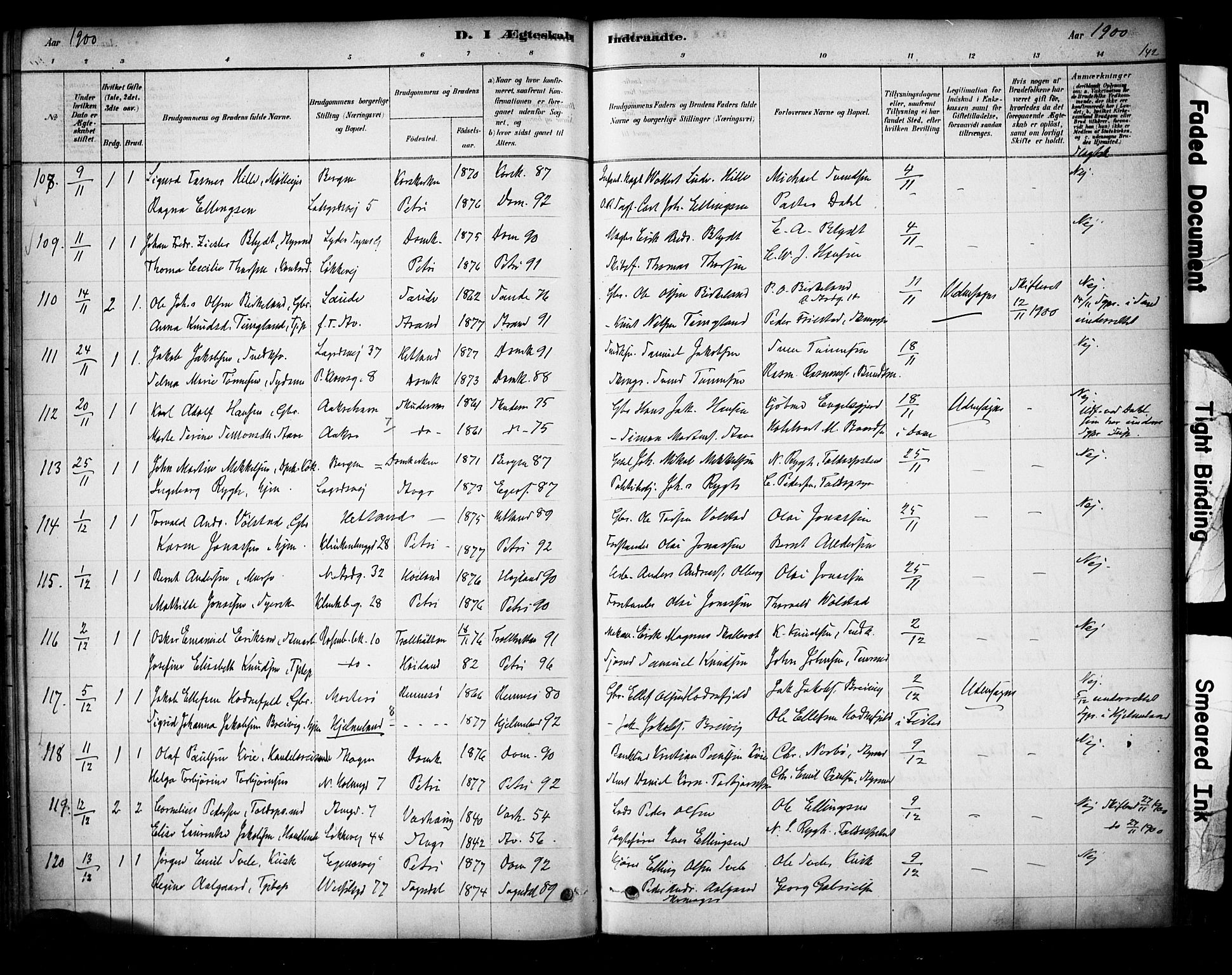Domkirken sokneprestkontor, SAST/A-101812/001/30/30BA/L0029: Parish register (official) no. A 28, 1878-1904, p. 142