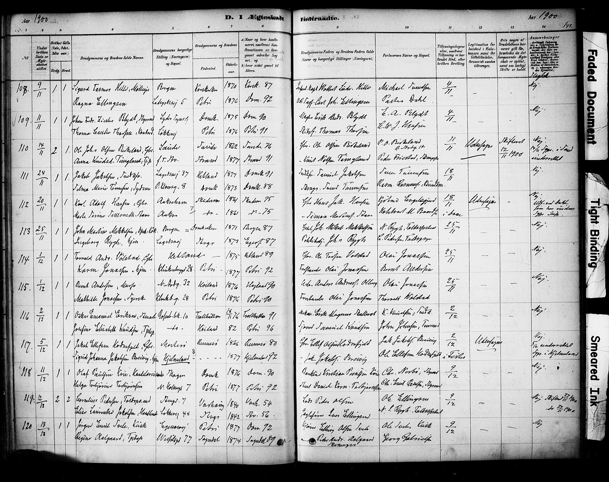 Domkirken sokneprestkontor, AV/SAST-A-101812/001/30/30BA/L0029: Parish register (official) no. A 28, 1878-1904, p. 142