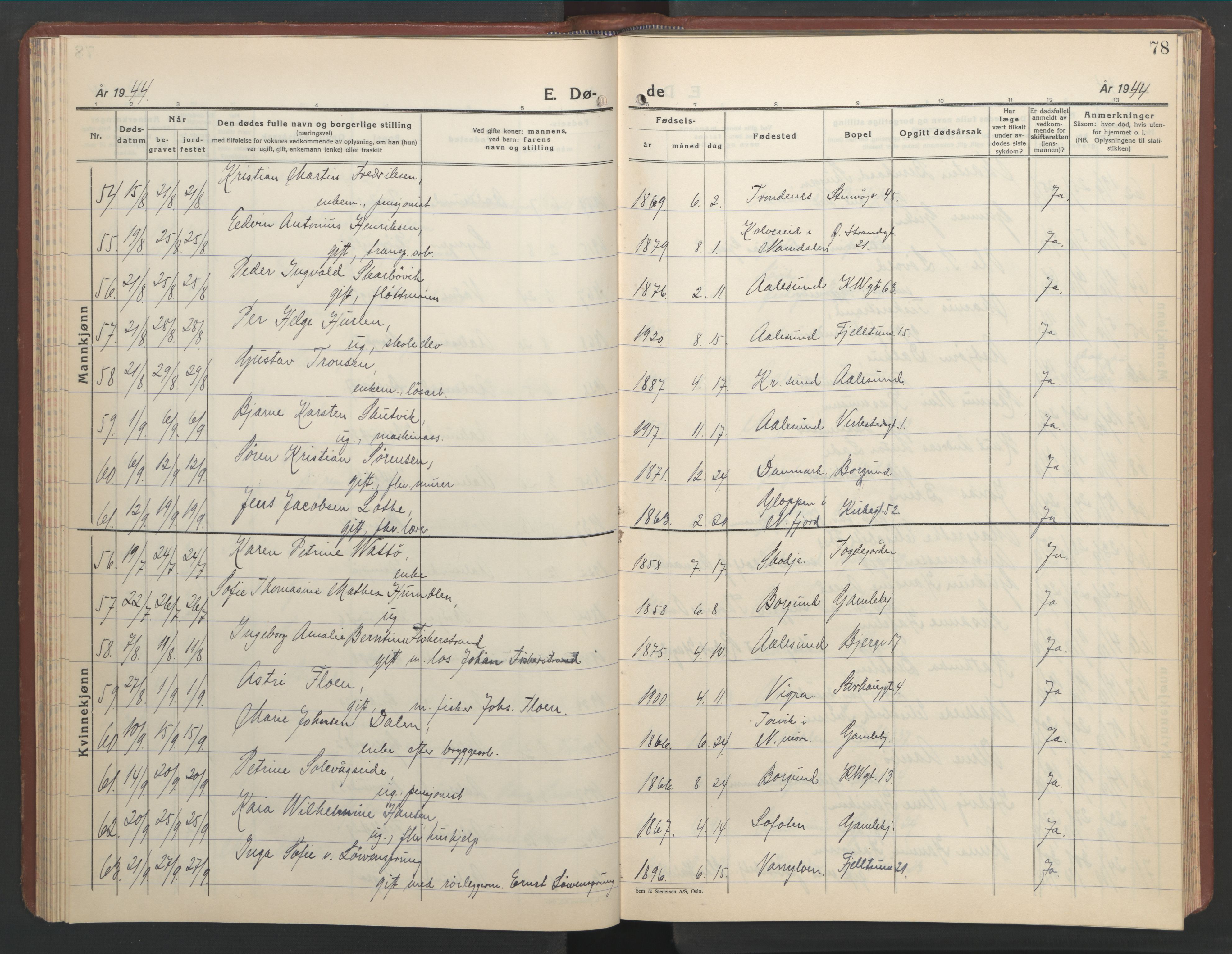 Ministerialprotokoller, klokkerbøker og fødselsregistre - Møre og Romsdal, AV/SAT-A-1454/529/L0478: Parish register (copy) no. 529C15, 1938-1951, p. 78