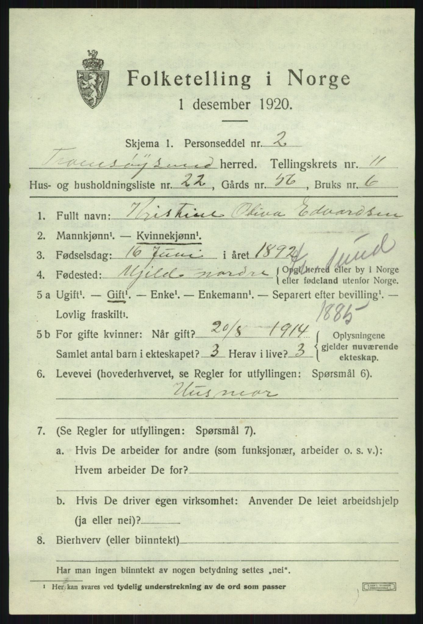 SATØ, 1920 census for Tromsøysund, 1920, p. 7470