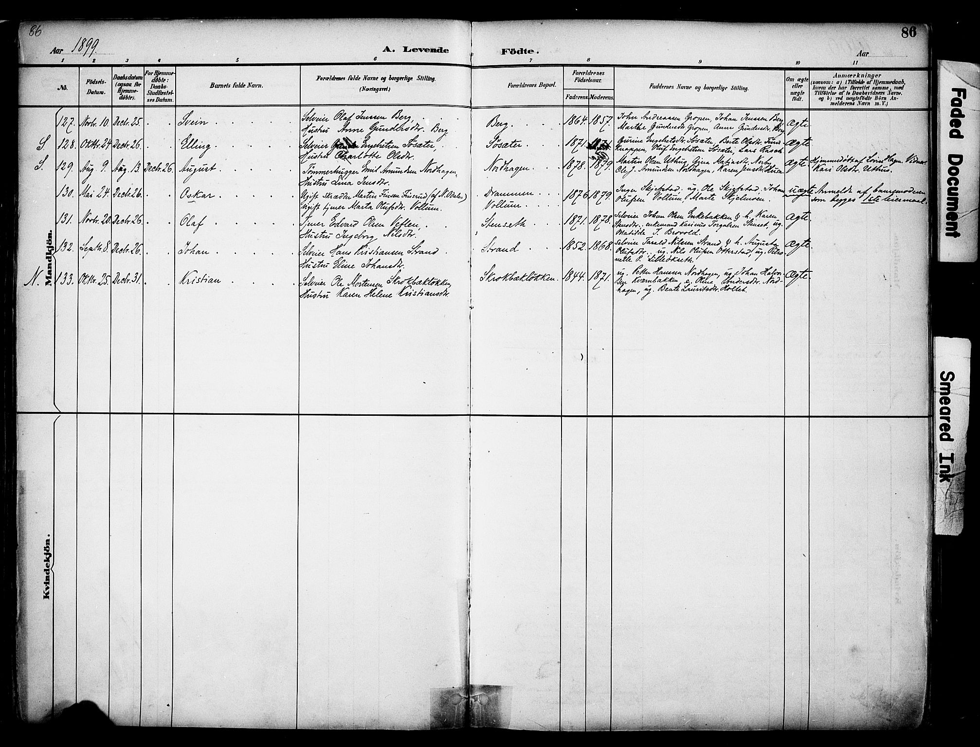 Elverum prestekontor, AV/SAH-PREST-044/H/Ha/Haa/L0014: Parish register (official) no. 14, 1891-1909, p. 86