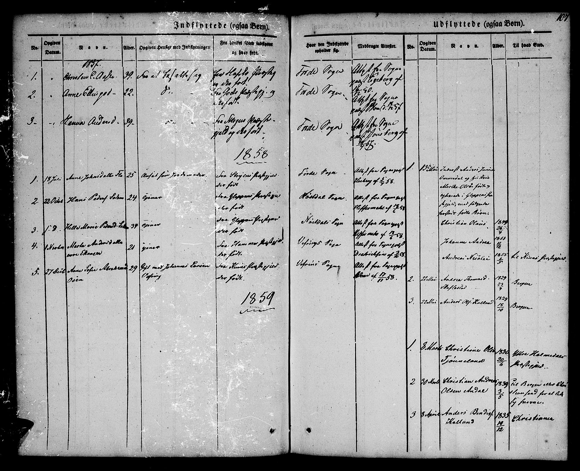 Førde sokneprestembete, SAB/A-79901/H/Haa/Haaa/L0008: Parish register (official) no. A 8, 1843-1860, p. 107