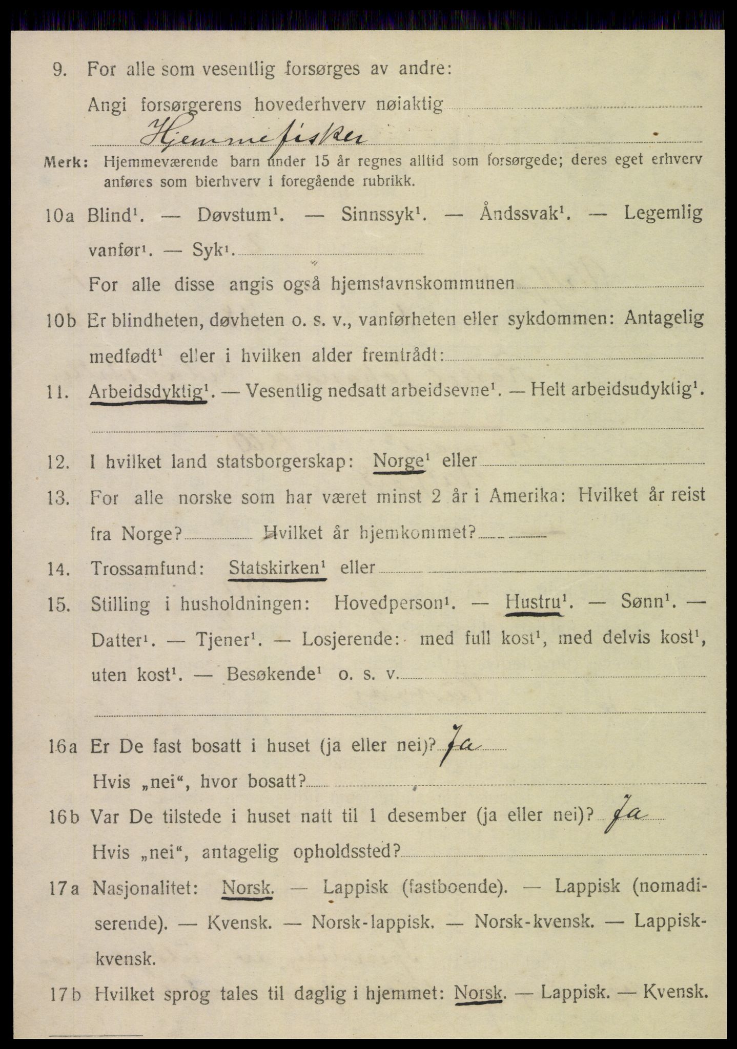 SAT, 1920 census for Velfjord, 1920, p. 3506