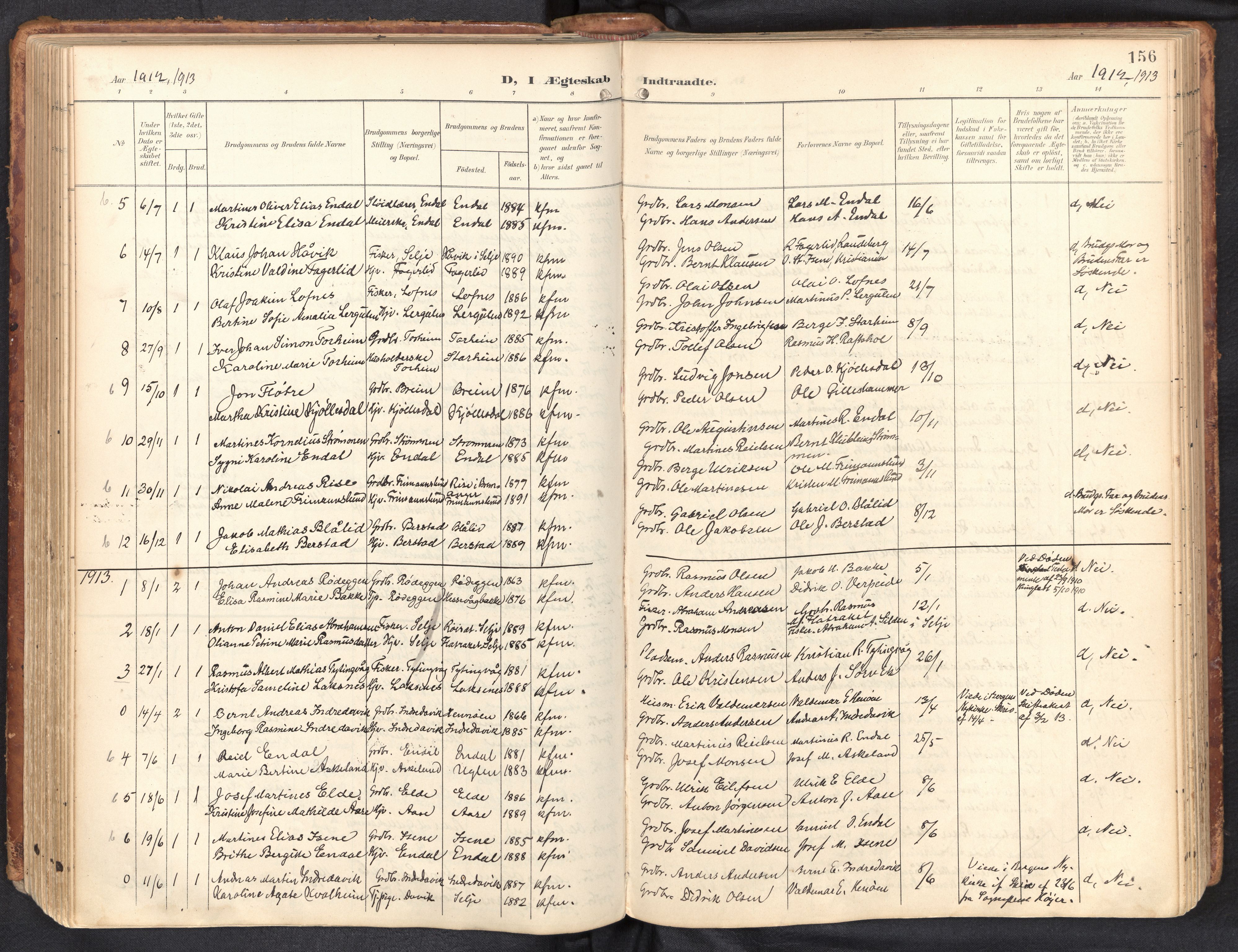 Davik sokneprestembete, AV/SAB-A-79701/H/Haa/Haab/L0002: Parish register (official) no. B 2, 1901-1934, p. 156