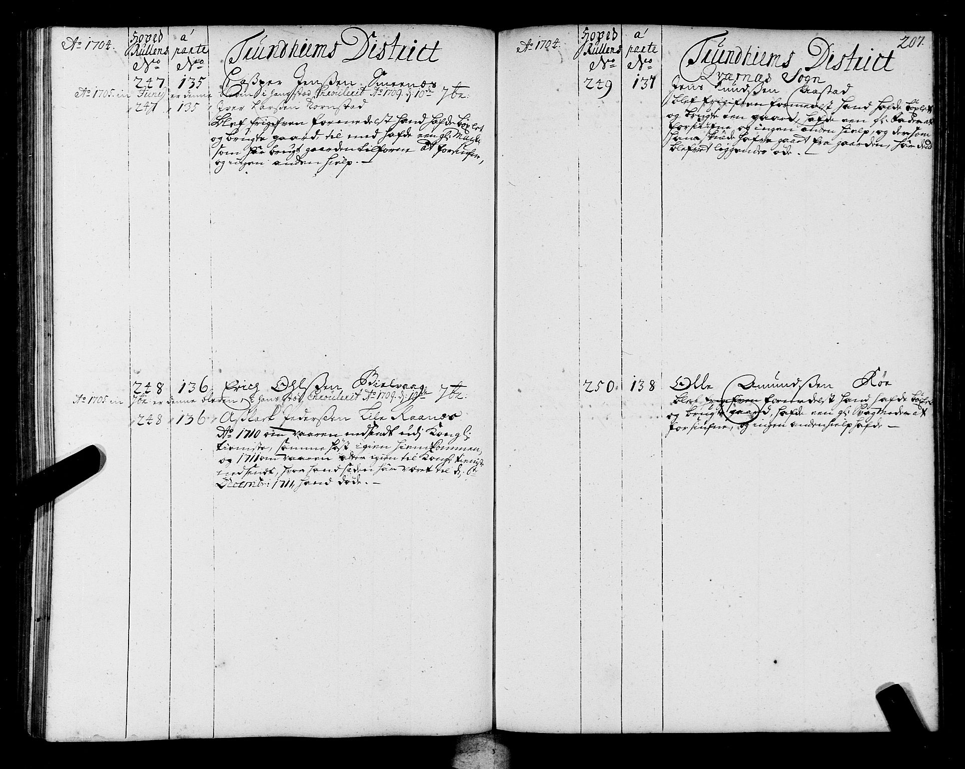 Sjøinnrulleringen - Trondhjemske distrikt, AV/SAT-A-5121/01/L0004: Ruller over sjøfolk i Trondhjem by, 1704-1710, p. 207