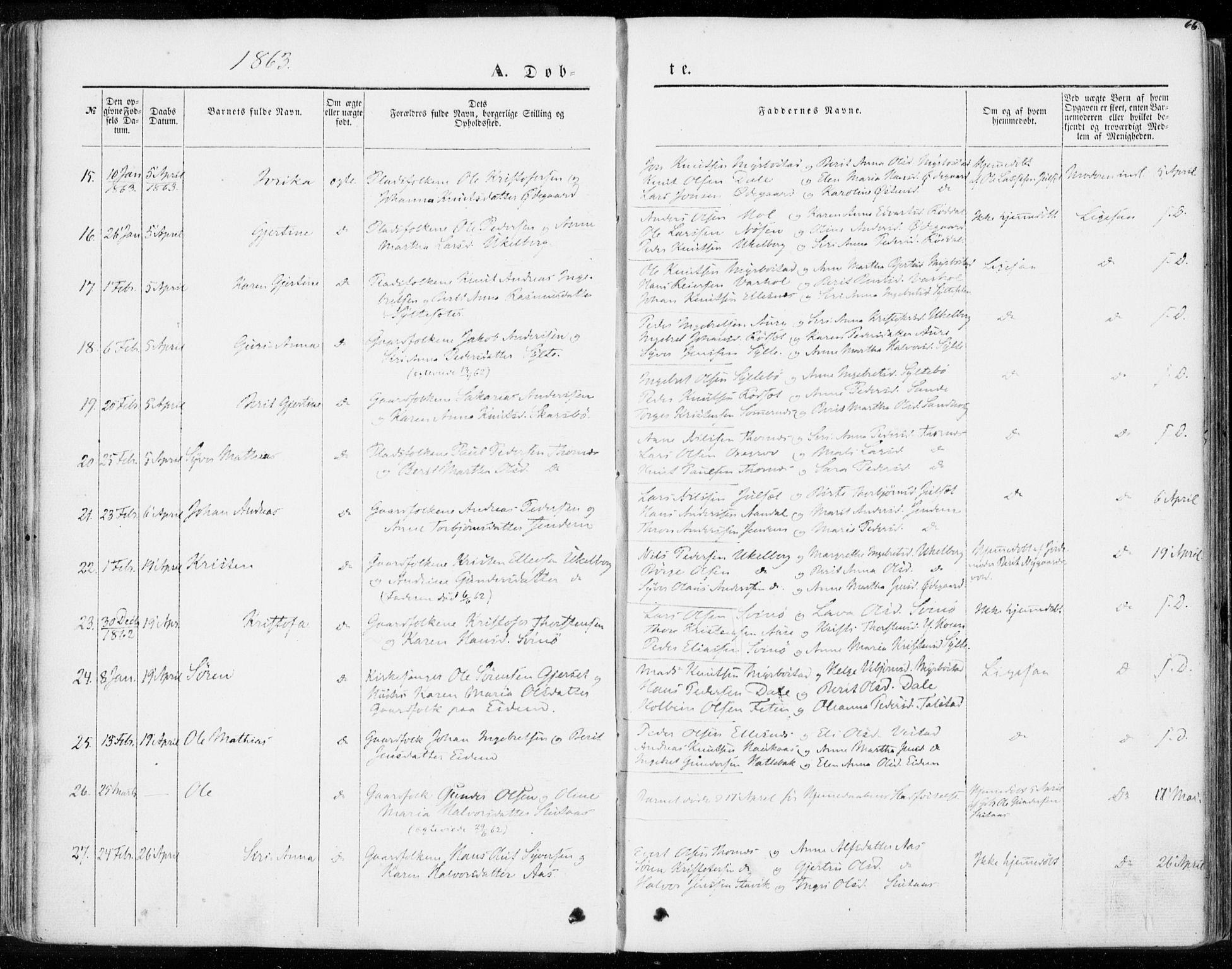 Ministerialprotokoller, klokkerbøker og fødselsregistre - Møre og Romsdal, AV/SAT-A-1454/565/L0748: Parish register (official) no. 565A02, 1845-1872, p. 66