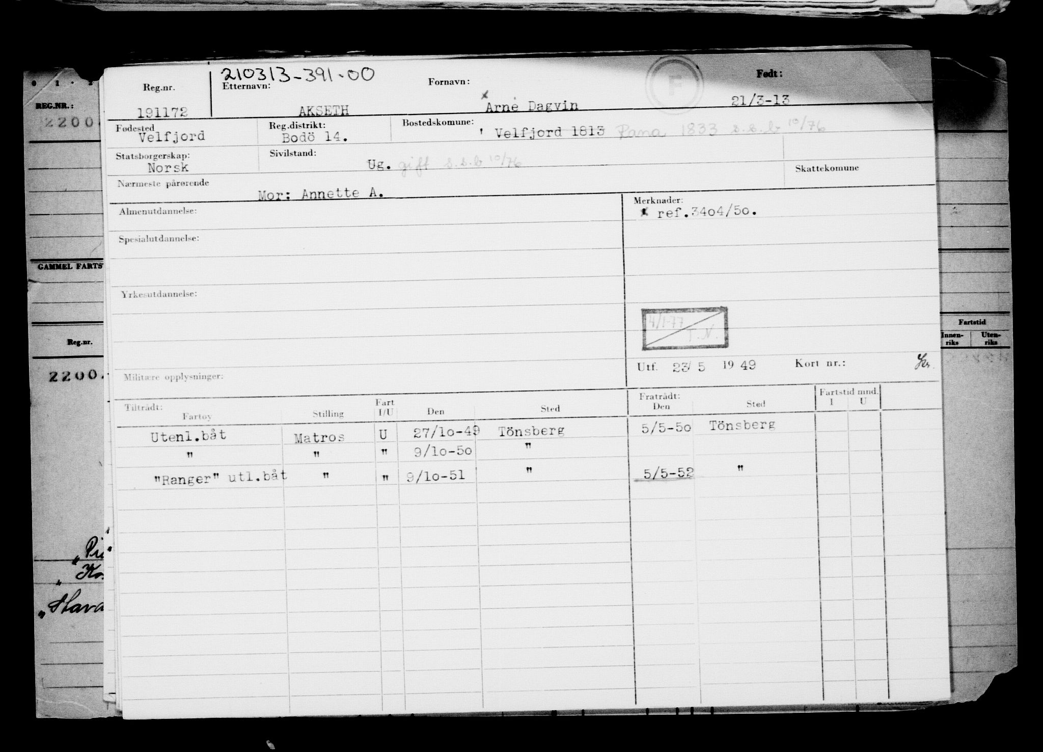 Direktoratet for sjømenn, AV/RA-S-3545/G/Gb/L0111: Hovedkort, 1913, p. 377