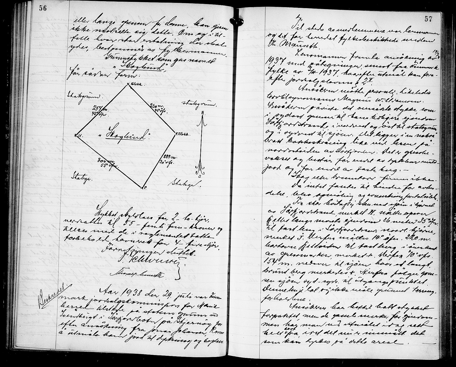 Lensmannen i Hasvik (hos Finnmarkseiendommen)*, FIEI/-, 1938-1944, p. 56-57