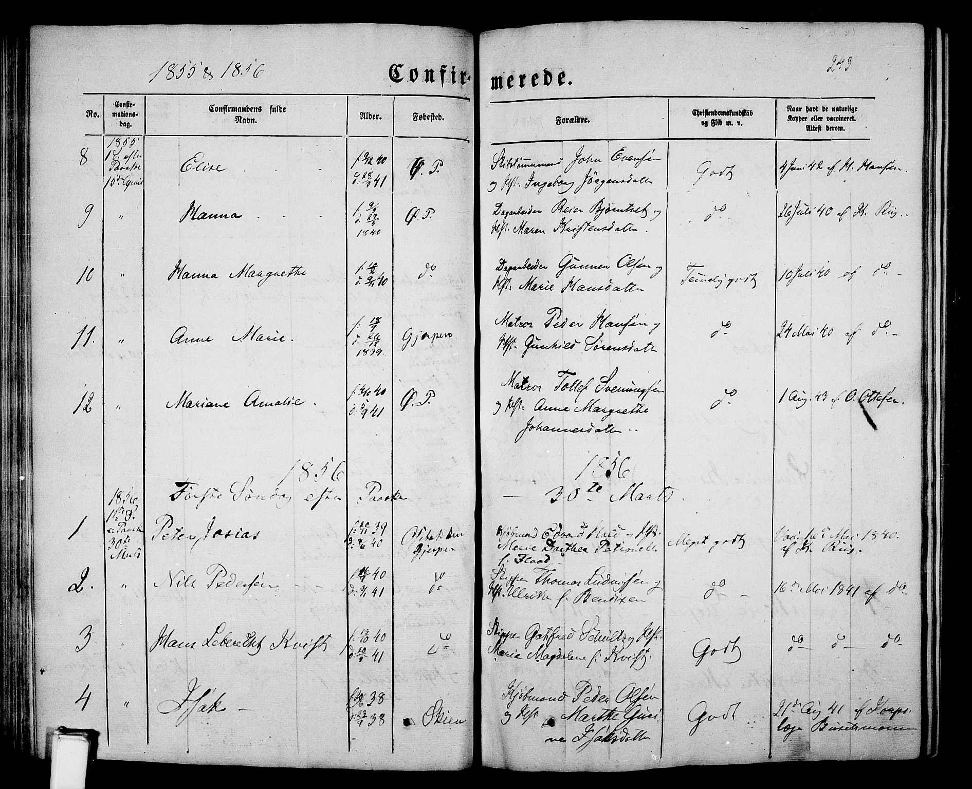 Porsgrunn kirkebøker , SAKO/A-104/G/Gb/L0004: Parish register (copy) no. II 4, 1853-1882, p. 243