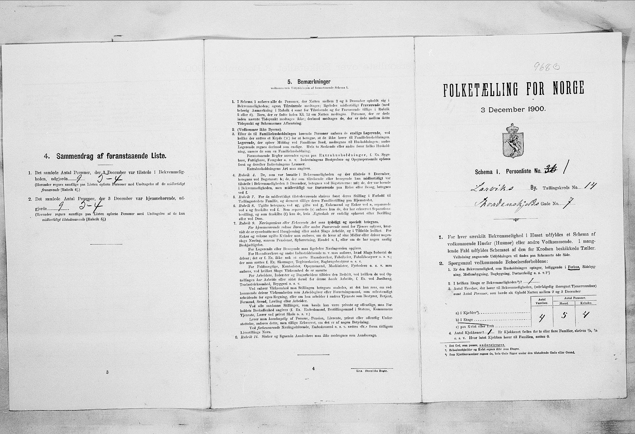 RA, 1900 census for Larvik, 1900, p. 1328