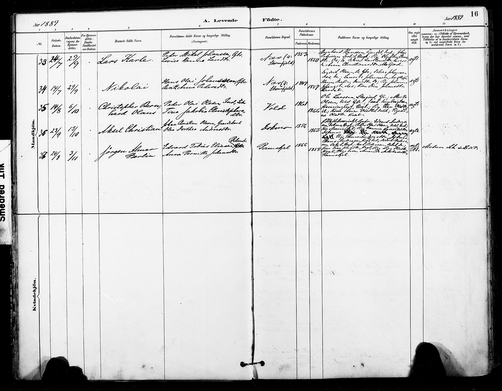 Ministerialprotokoller, klokkerbøker og fødselsregistre - Nordland, SAT/A-1459/846/L0646: Parish register (official) no. 846A04, 1887-1901, p. 16