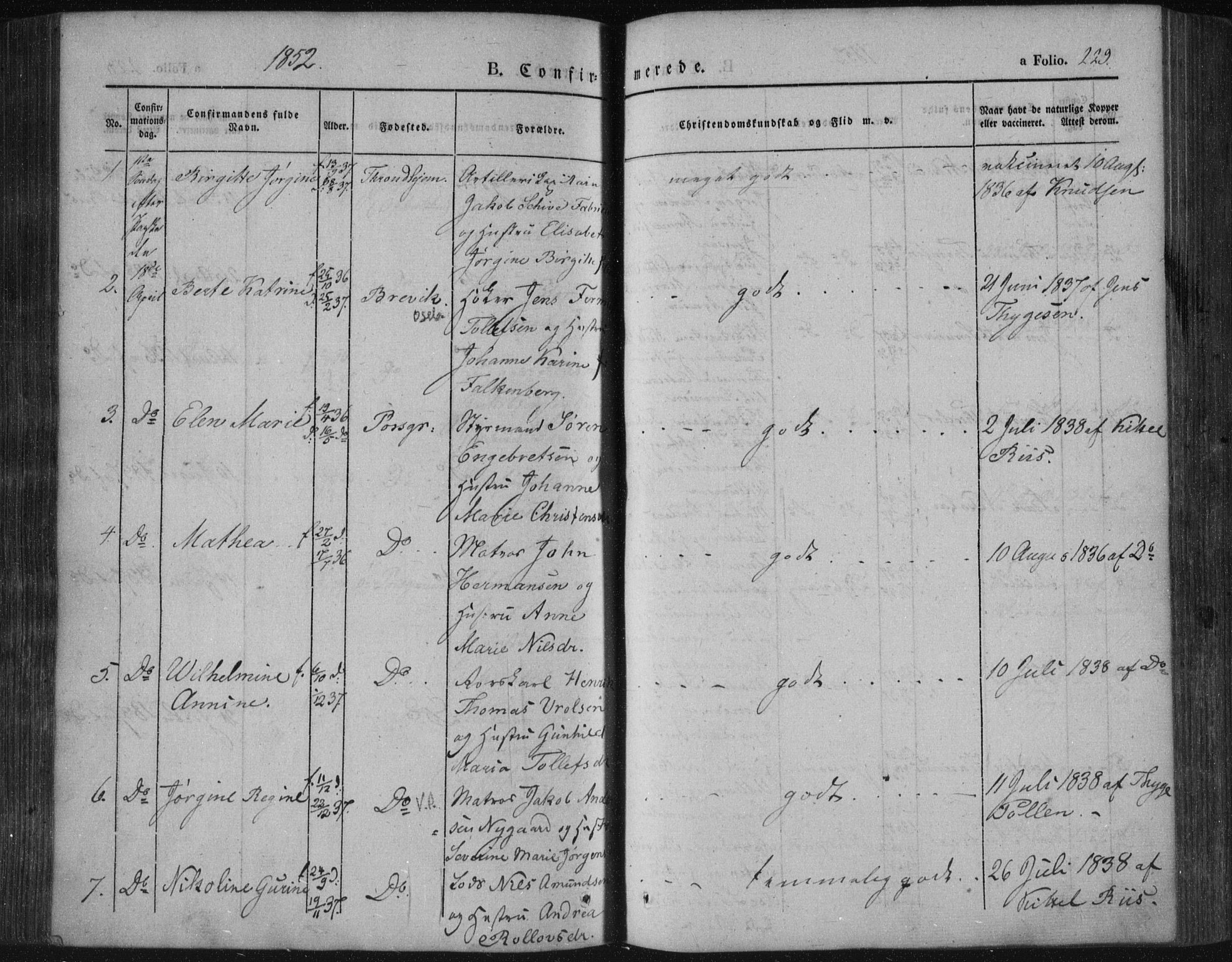 Porsgrunn kirkebøker , AV/SAKO-A-104/F/Fa/L0006: Parish register (official) no. 6, 1841-1857, p. 229