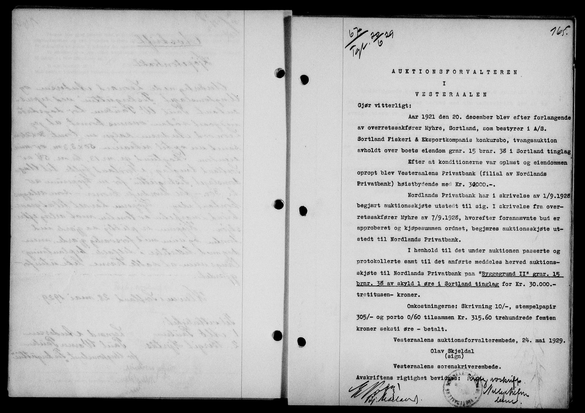 Vesterålen sorenskriveri, SAT/A-4180/1/2/2Ca/L0049: Mortgage book no. 42, 1929-1929, Deed date: 20.06.1929