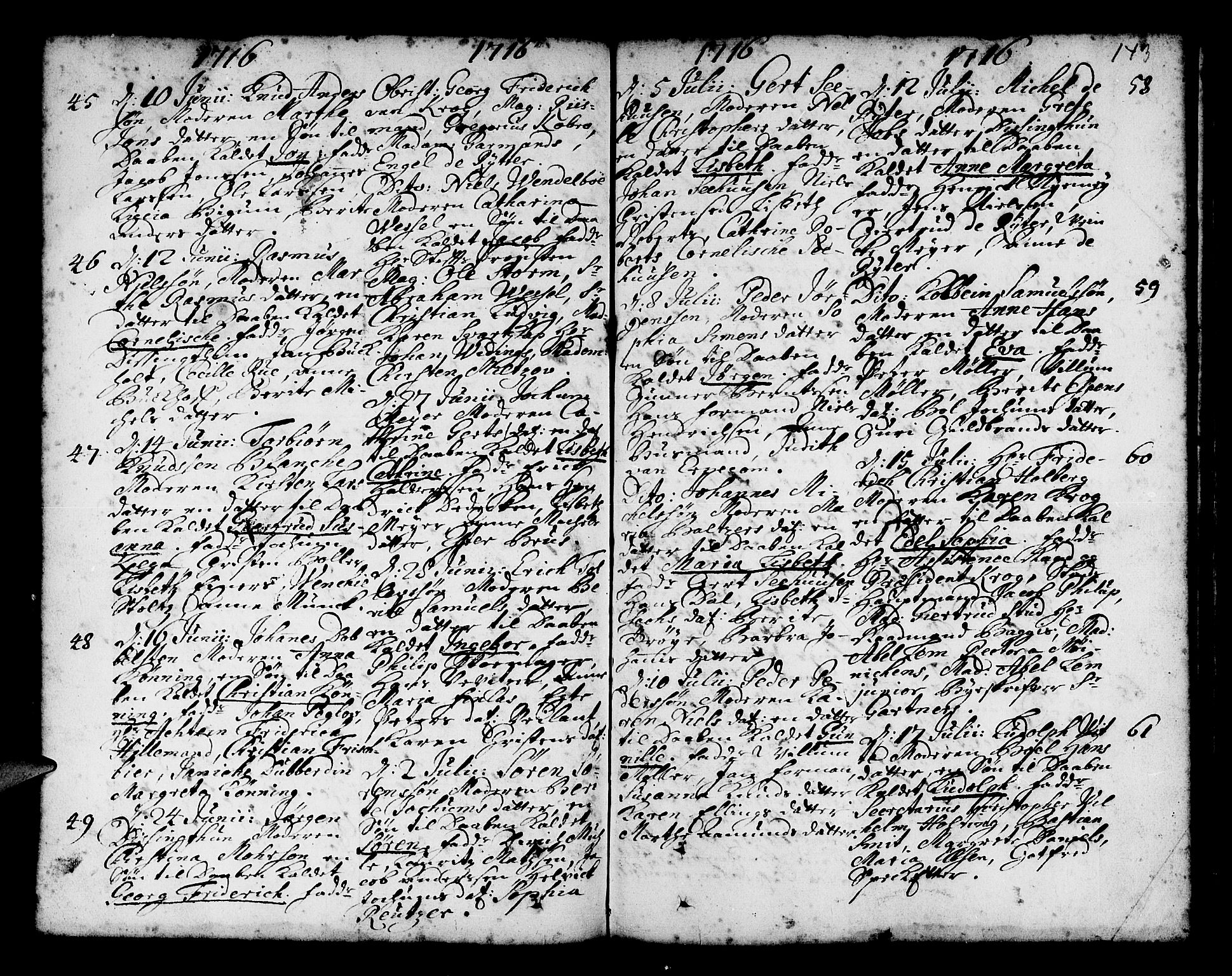 Nykirken Sokneprestembete, AV/SAB-A-77101/H/Haa/L0002: Parish register (official) no. A 2, 1700-1723, p. 143