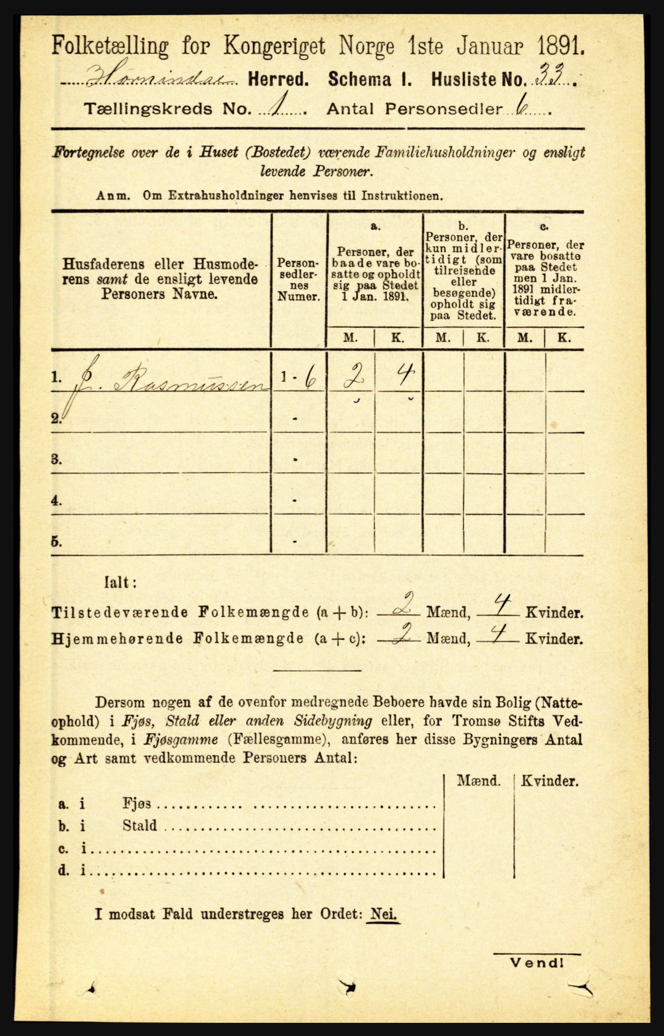 RA, 1891 census for 1444 Hornindal, 1891, p. 56