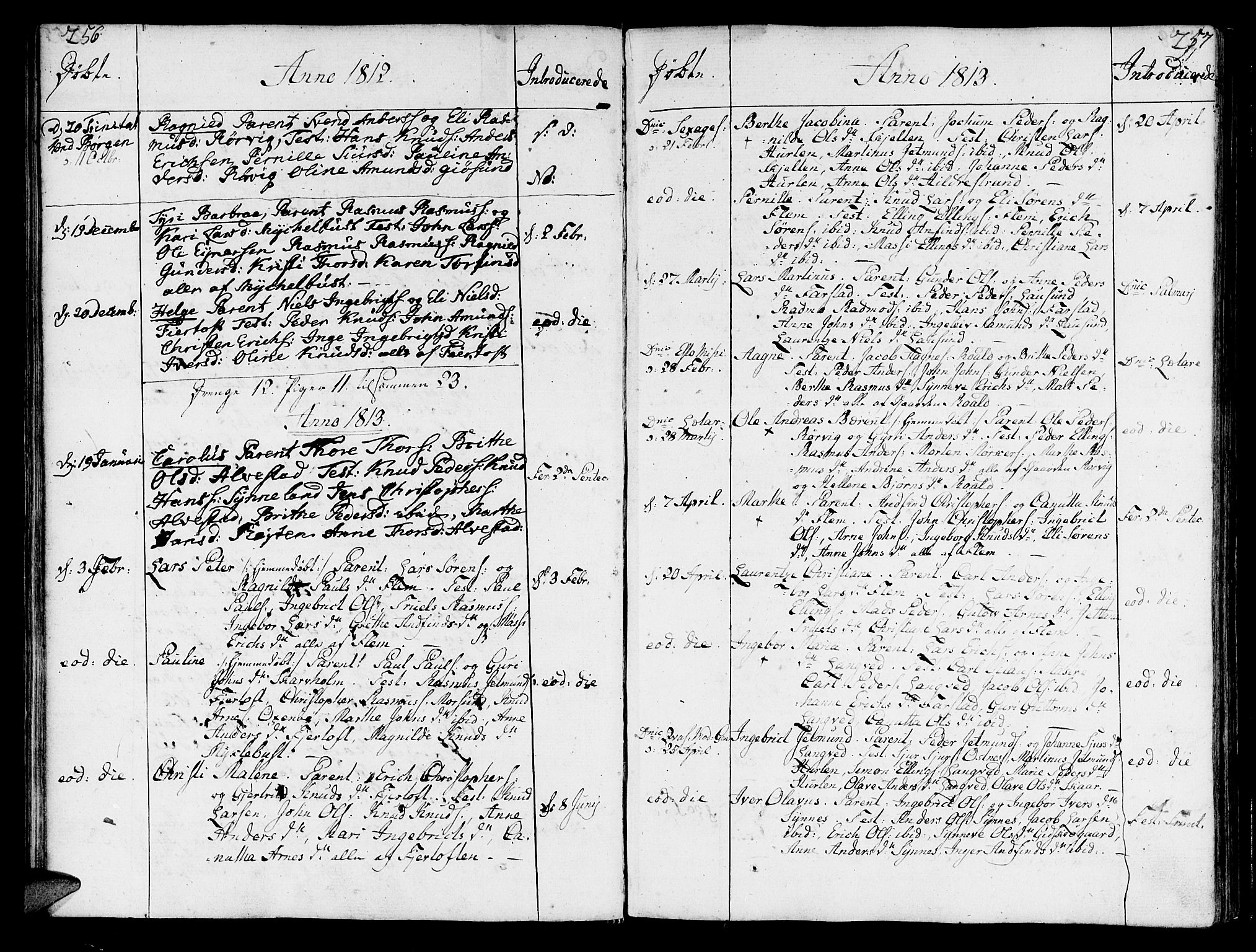 Ministerialprotokoller, klokkerbøker og fødselsregistre - Møre og Romsdal, SAT/A-1454/536/L0494: Parish register (official) no. 536A03, 1803-1836, p. 256-257