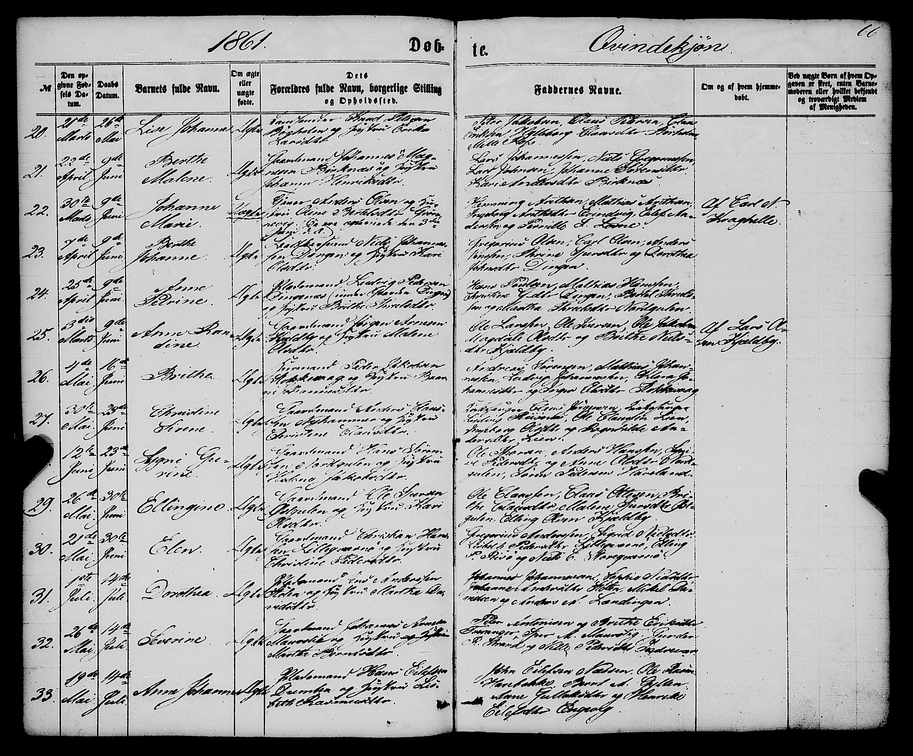 Gulen sokneprestembete, AV/SAB-A-80201/H/Haa/Haaa/L0022: Parish register (official) no. A 22, 1859-1869, p. 66